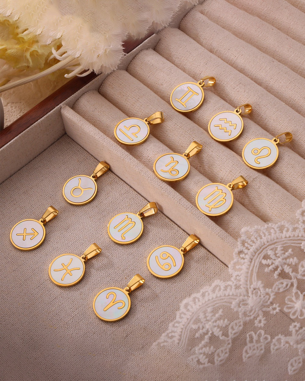 Aries Zodiac Mother of Pearl Charm