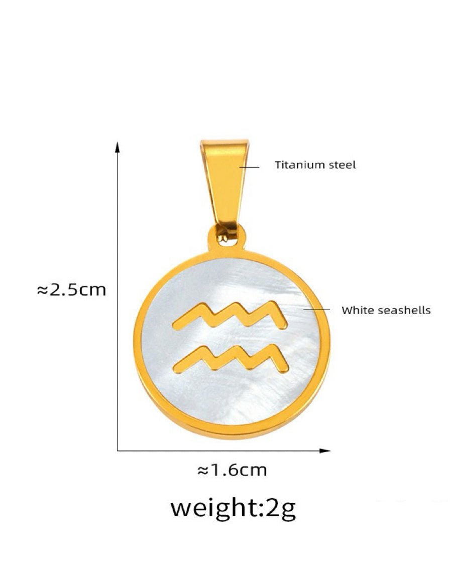 Aquarius Zodiac Mother of Pearl Charm