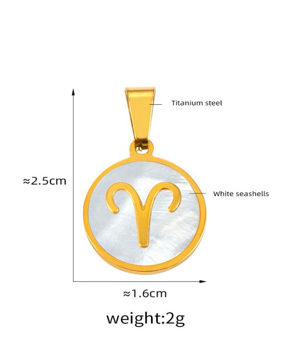 Aries Zodiac Mother of Pearl Charm