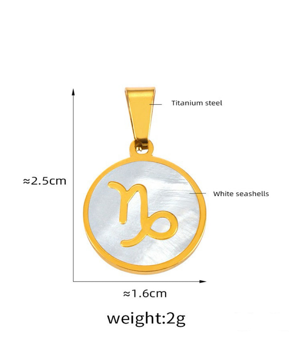 Capricorn Zodiac Mother of Pearl Charm