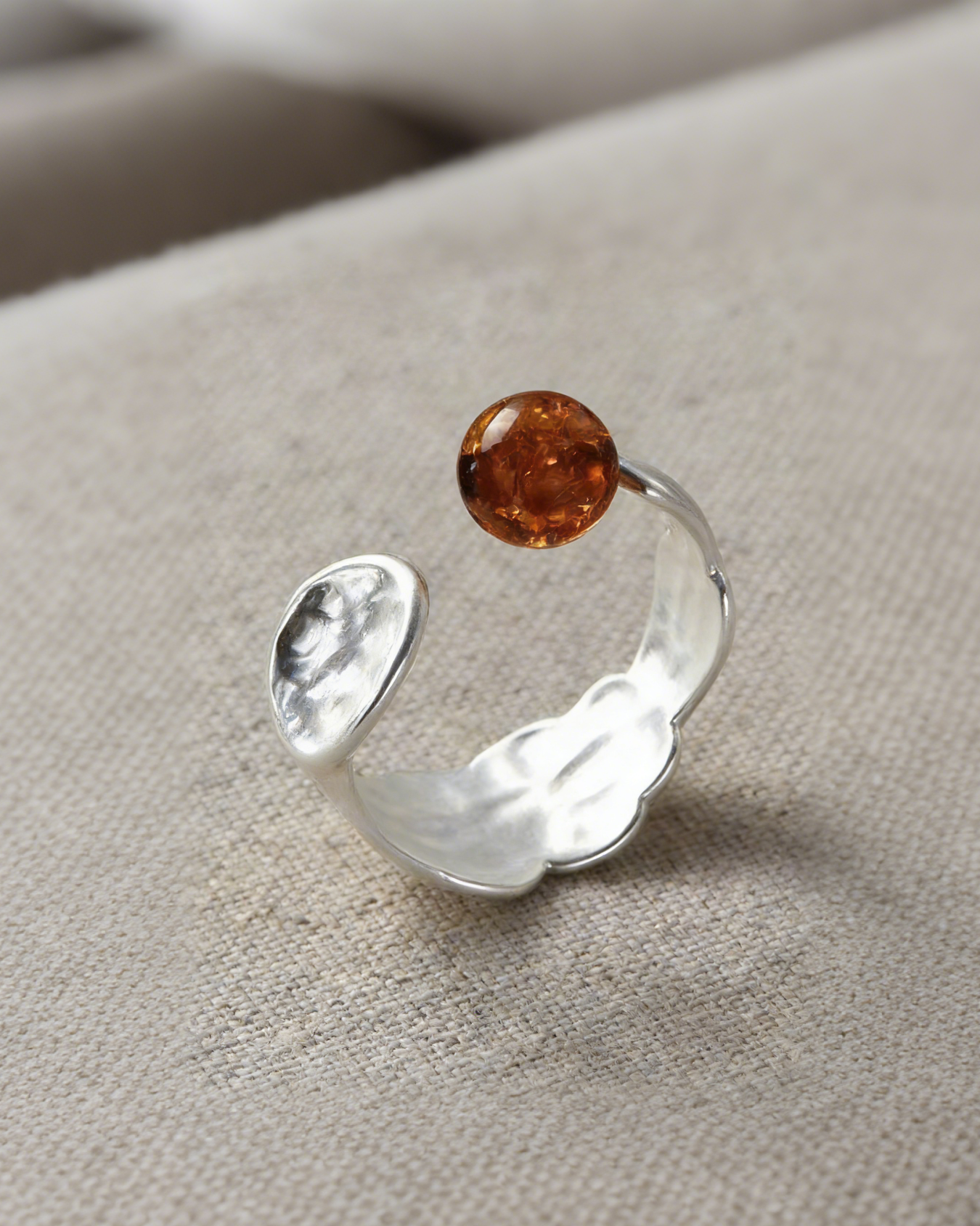 Wide Silver Hammered Ring