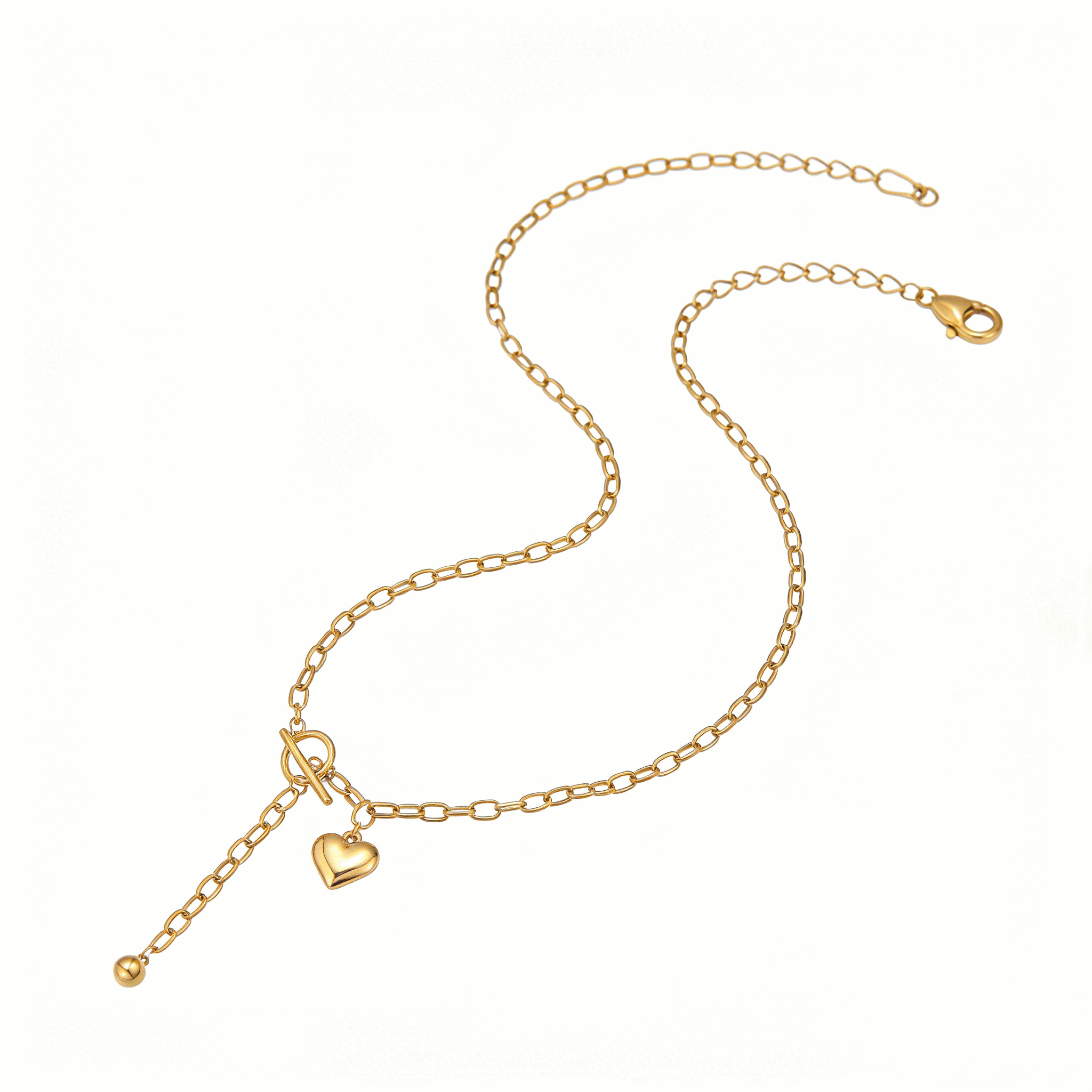 Puffy Heart Toggle Y-Necklace
