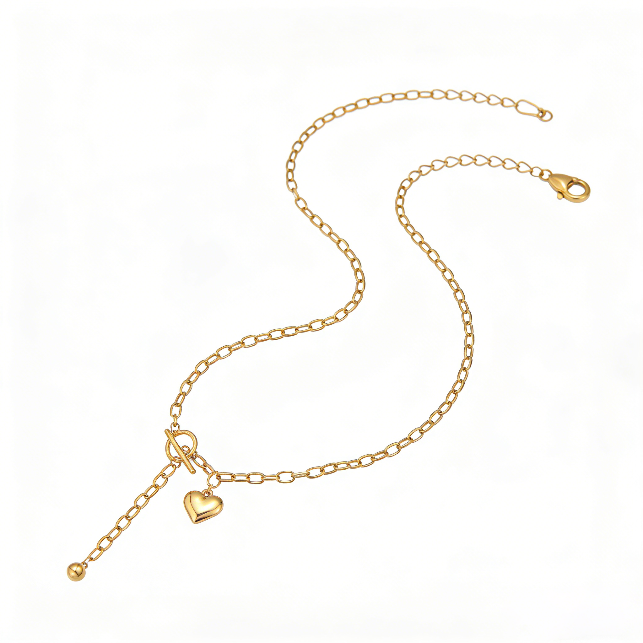 Puffy Heart Toggle Y-Necklace