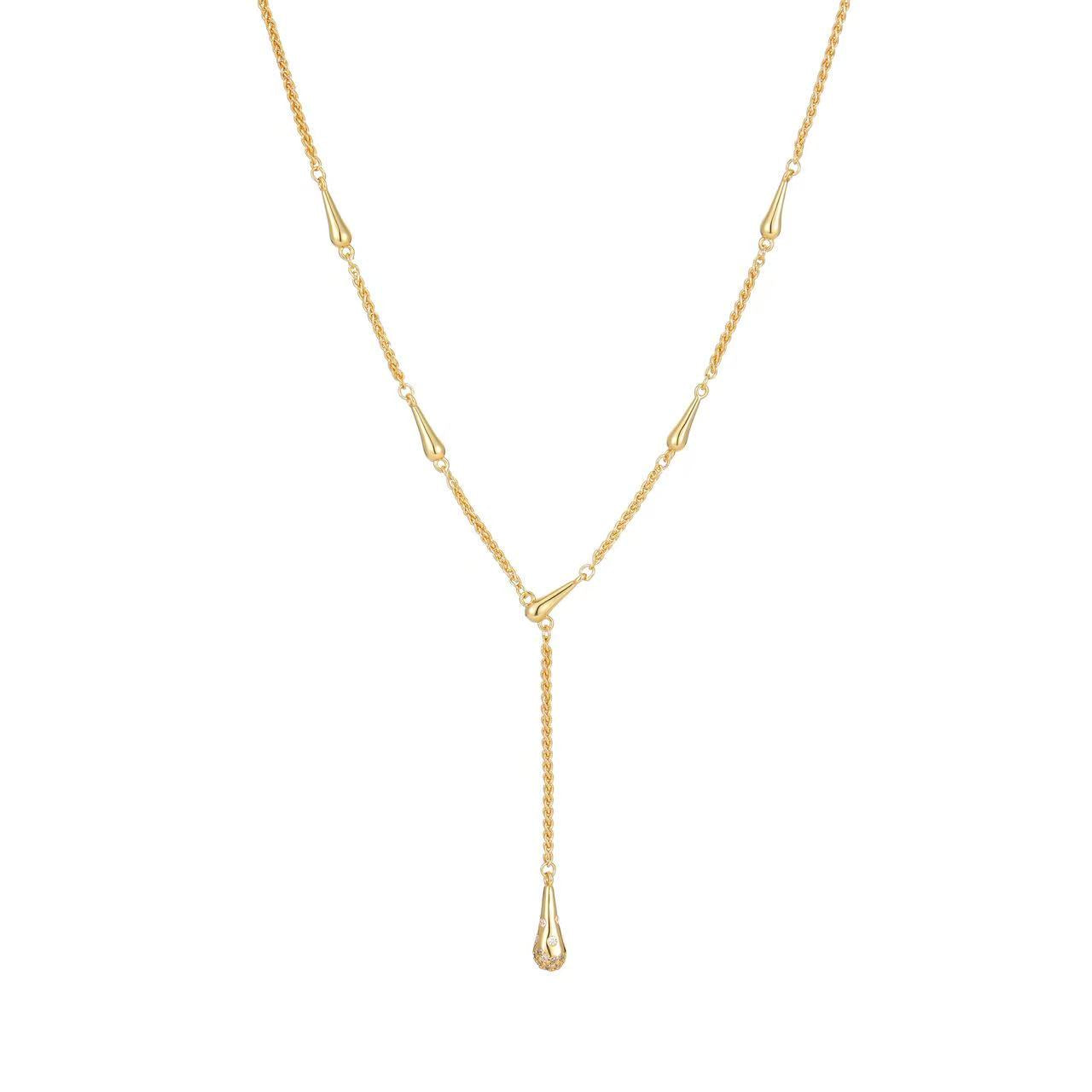 YUHE Gold Drop Pendant Collar Necklace with Zircon
