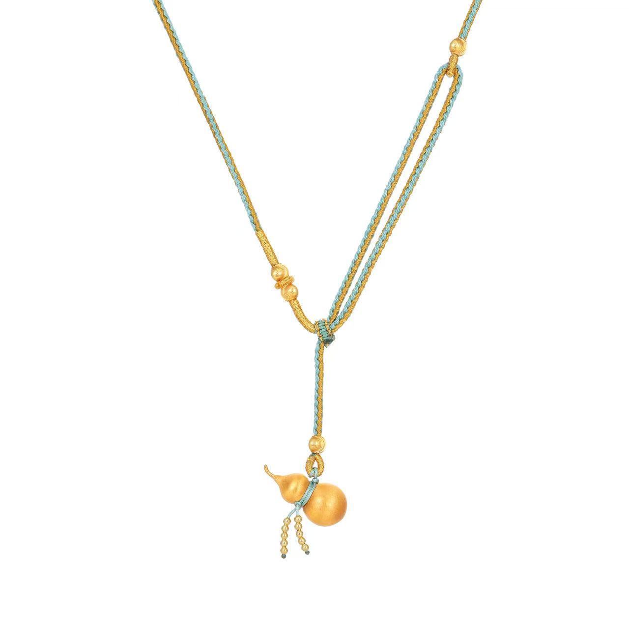 YUHE Vintage Chinese Style Brushed Gourd Pendant Necklace