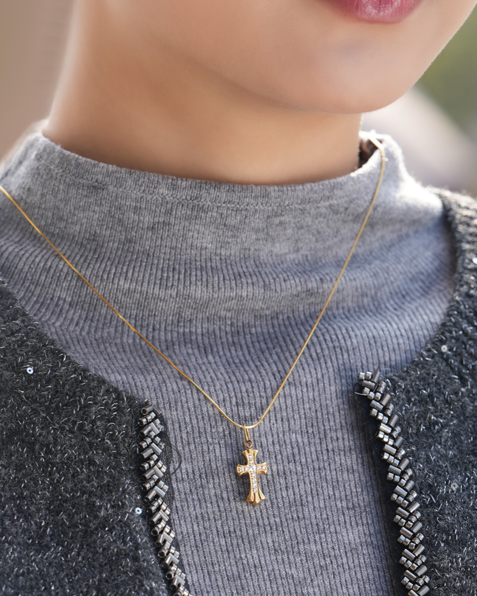 Gothic Zircon Cross Pendant