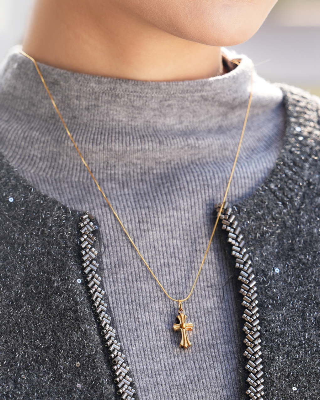 Gothic Zircon Cross Pendant