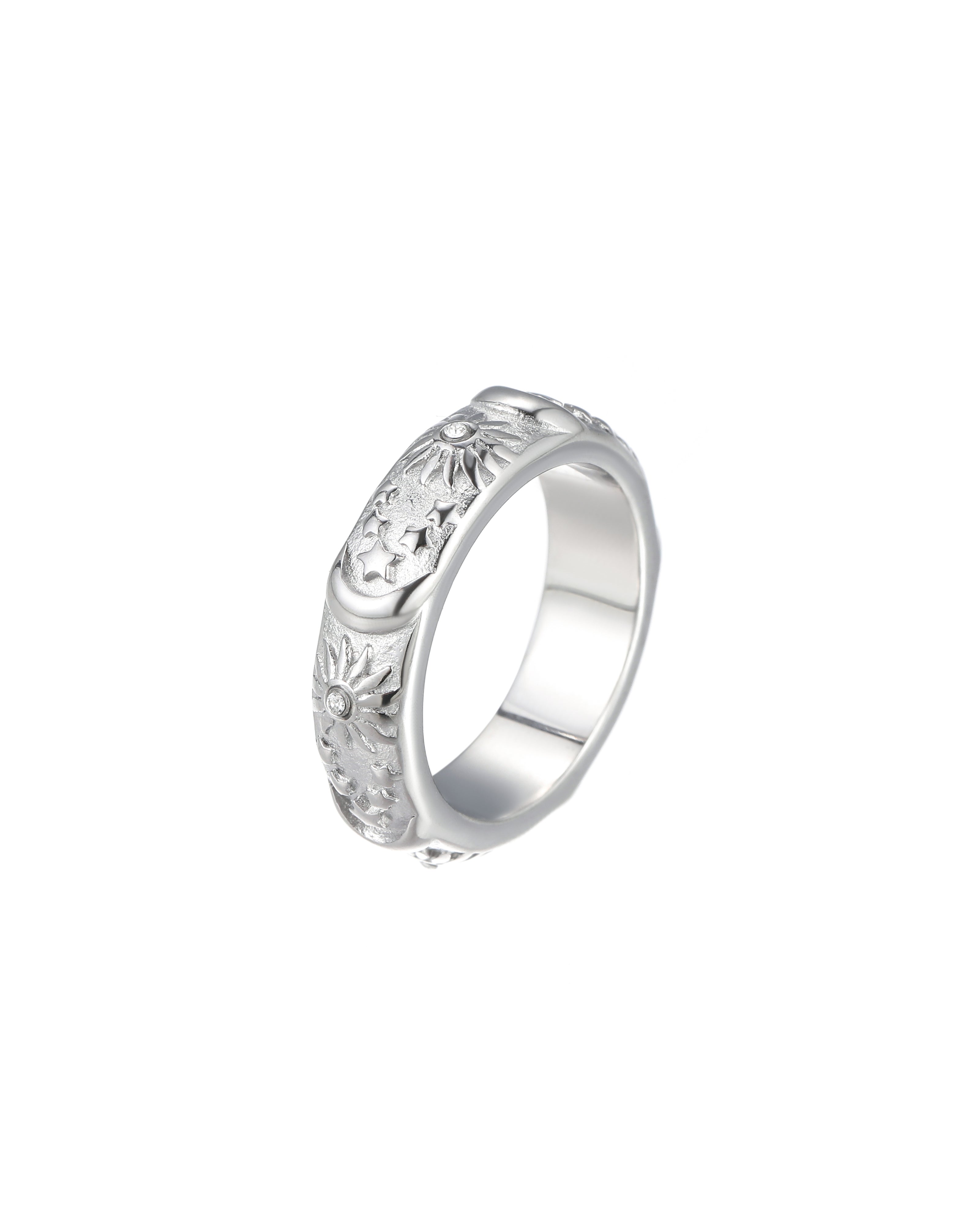 Vintage Sun Moon Silver Ring