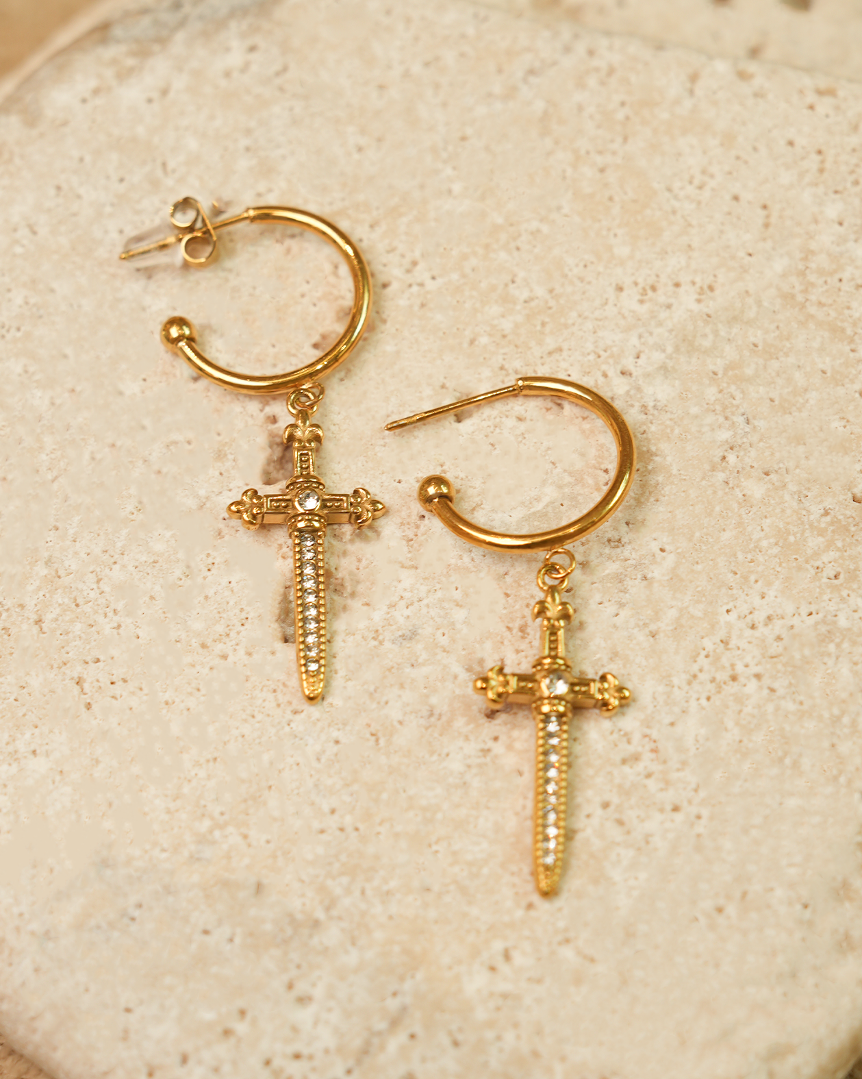 Cross Dagger Drop Earrings