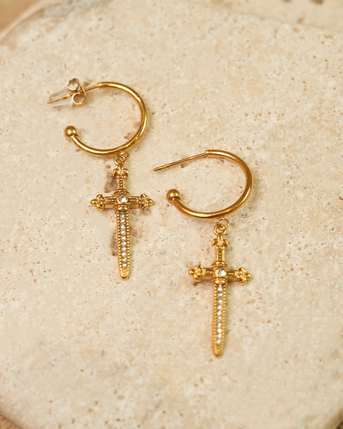 Cross Dagger Drop Earrings