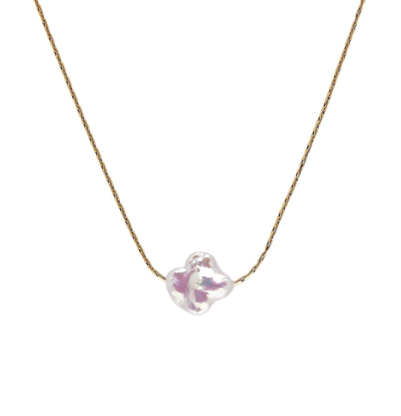 Natural Freshwater Pearl Necklace Four-leaf Clover Shape Clavicle Chain Exquisite Small Women's Necklace