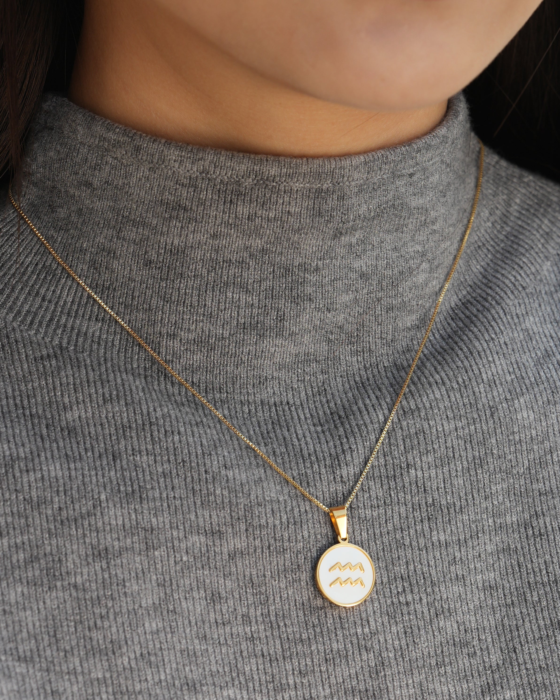Aquarius Zodiac Mother of Pearl Charm
