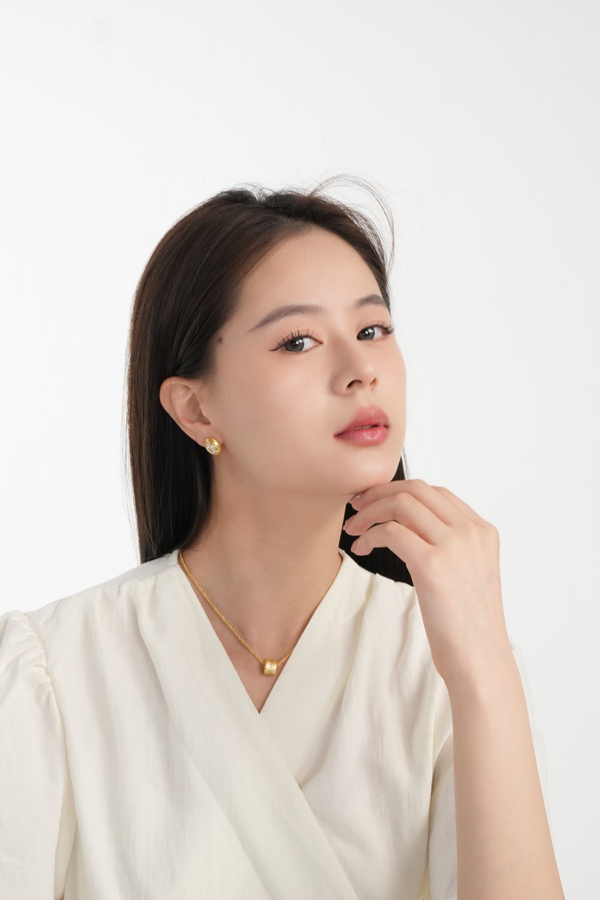 Vintage Brushed Gold Shield Stud Earrings