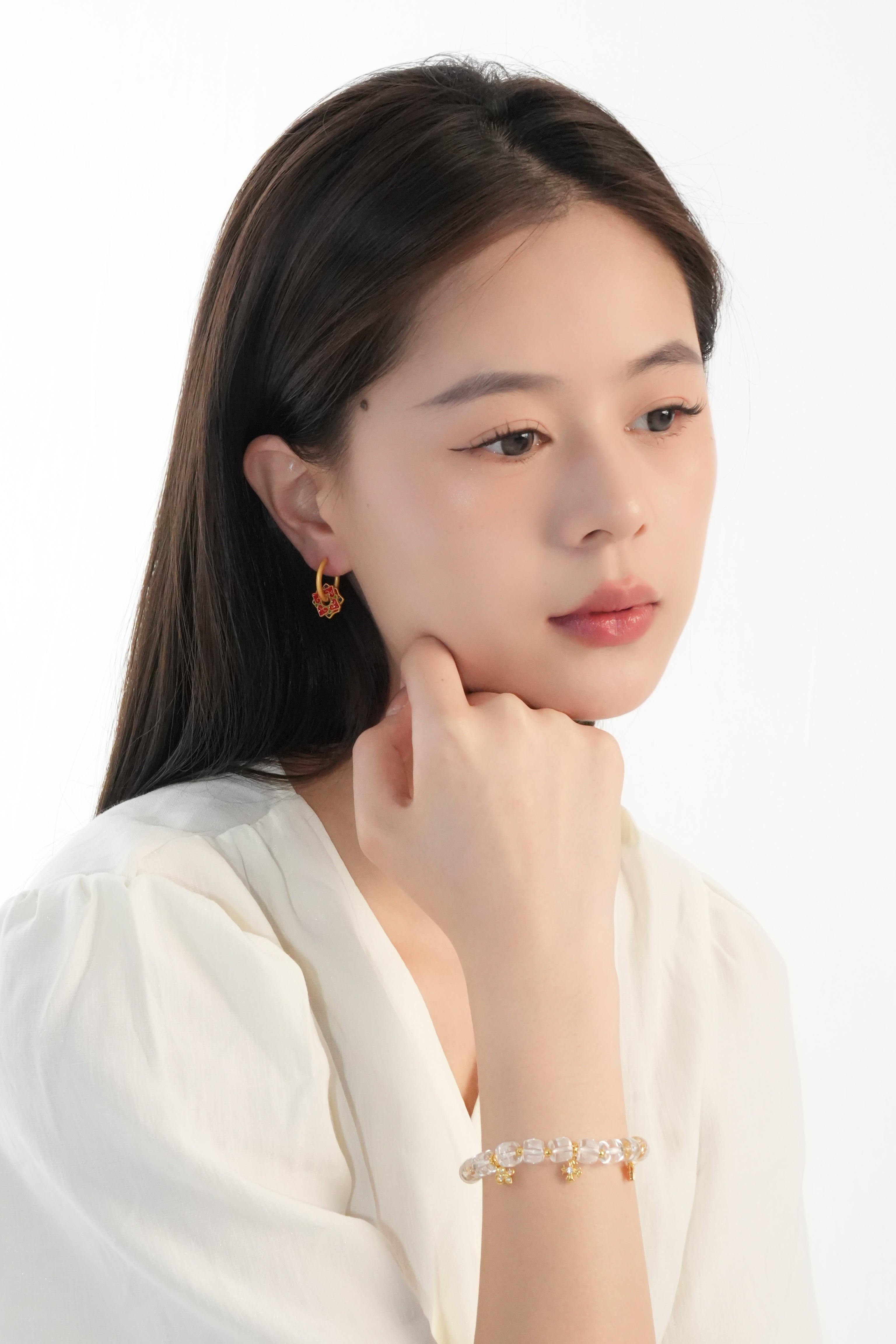 YUHE Vintage Enamel Flower Clover Earrings