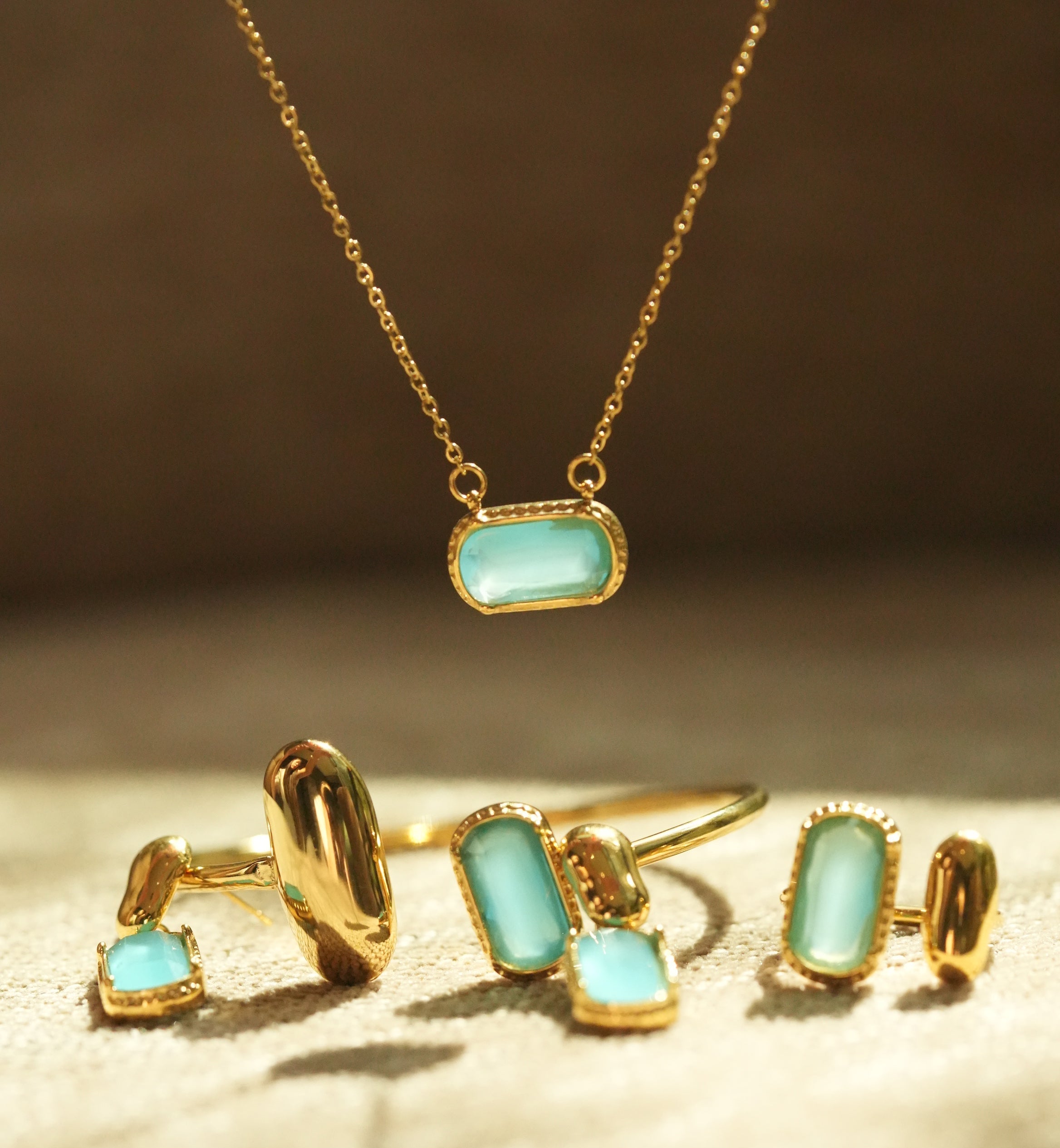 Sea & Blue Zircon Open Ring