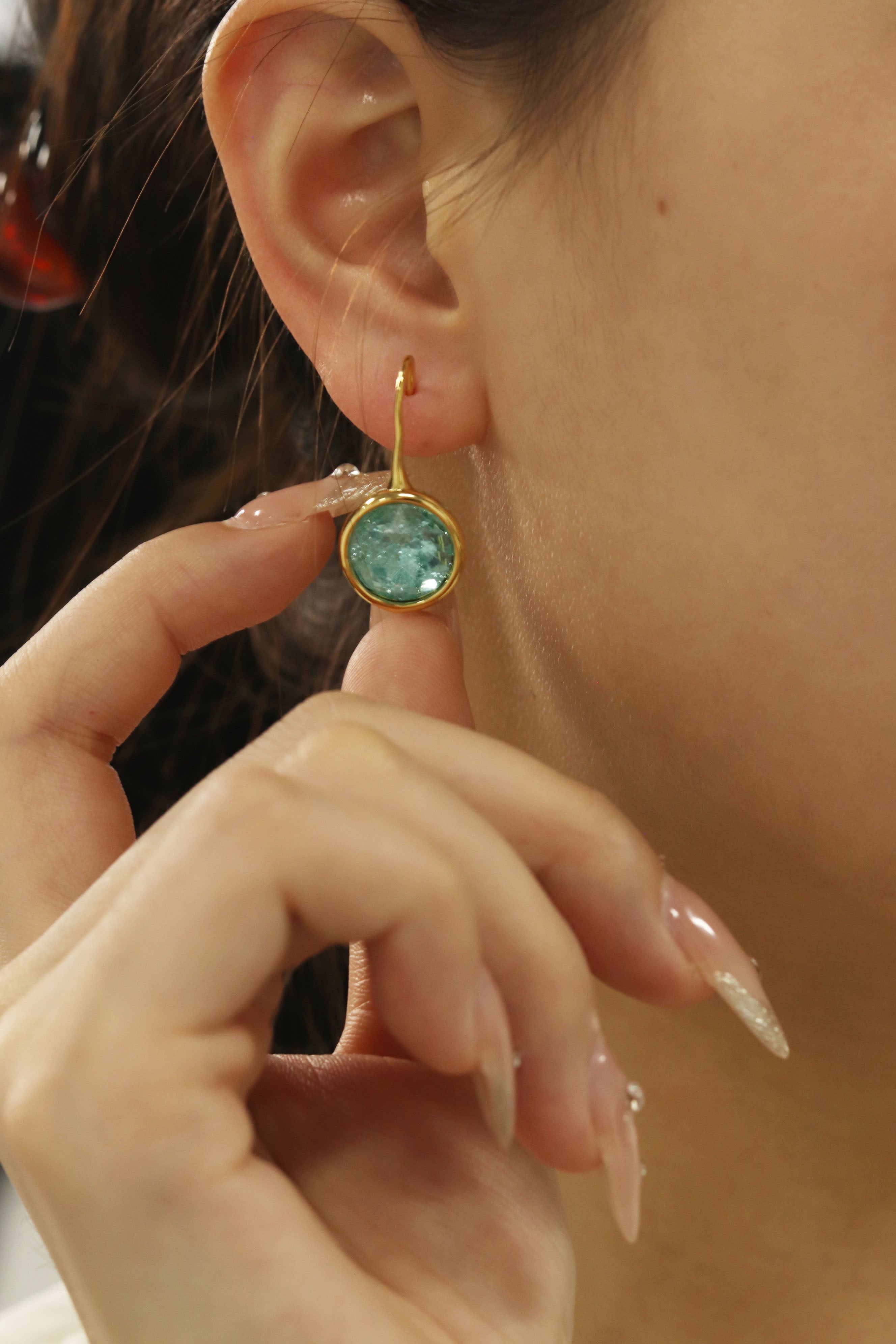 YUHE Vintage Crackle Enamel Earrings with Chinese Design Unique Style
