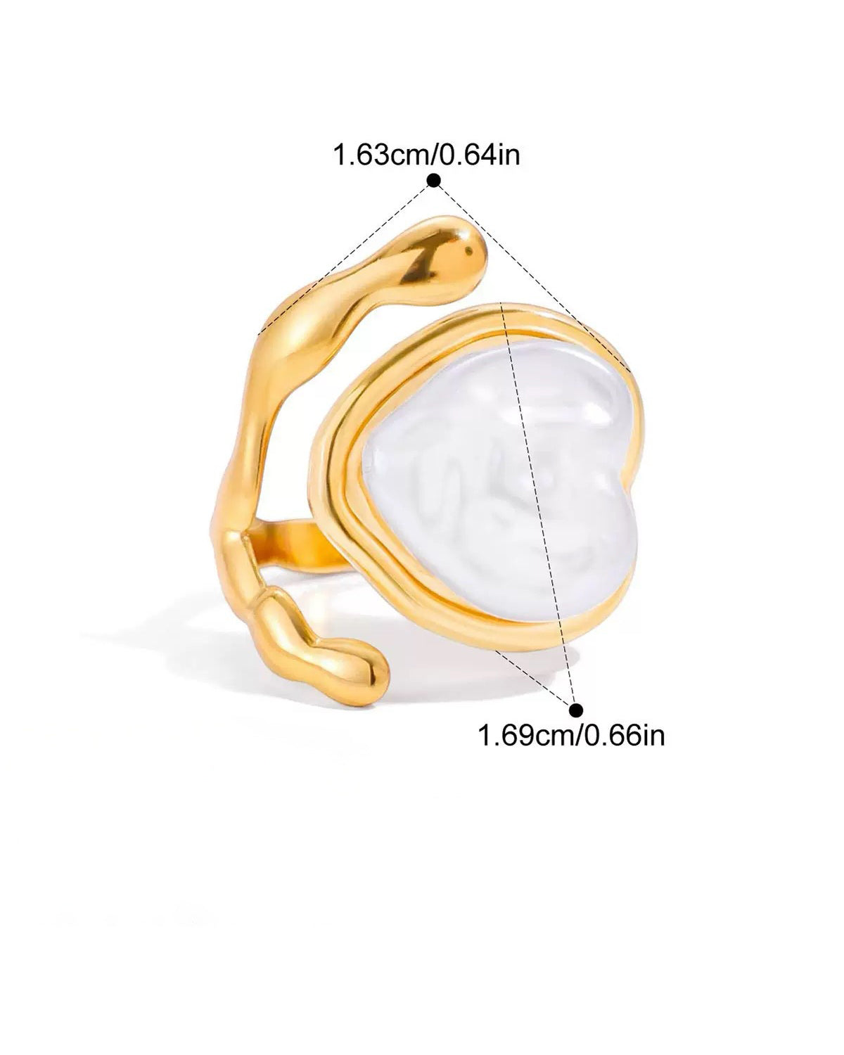 Heart Pearl Adjustable Ring