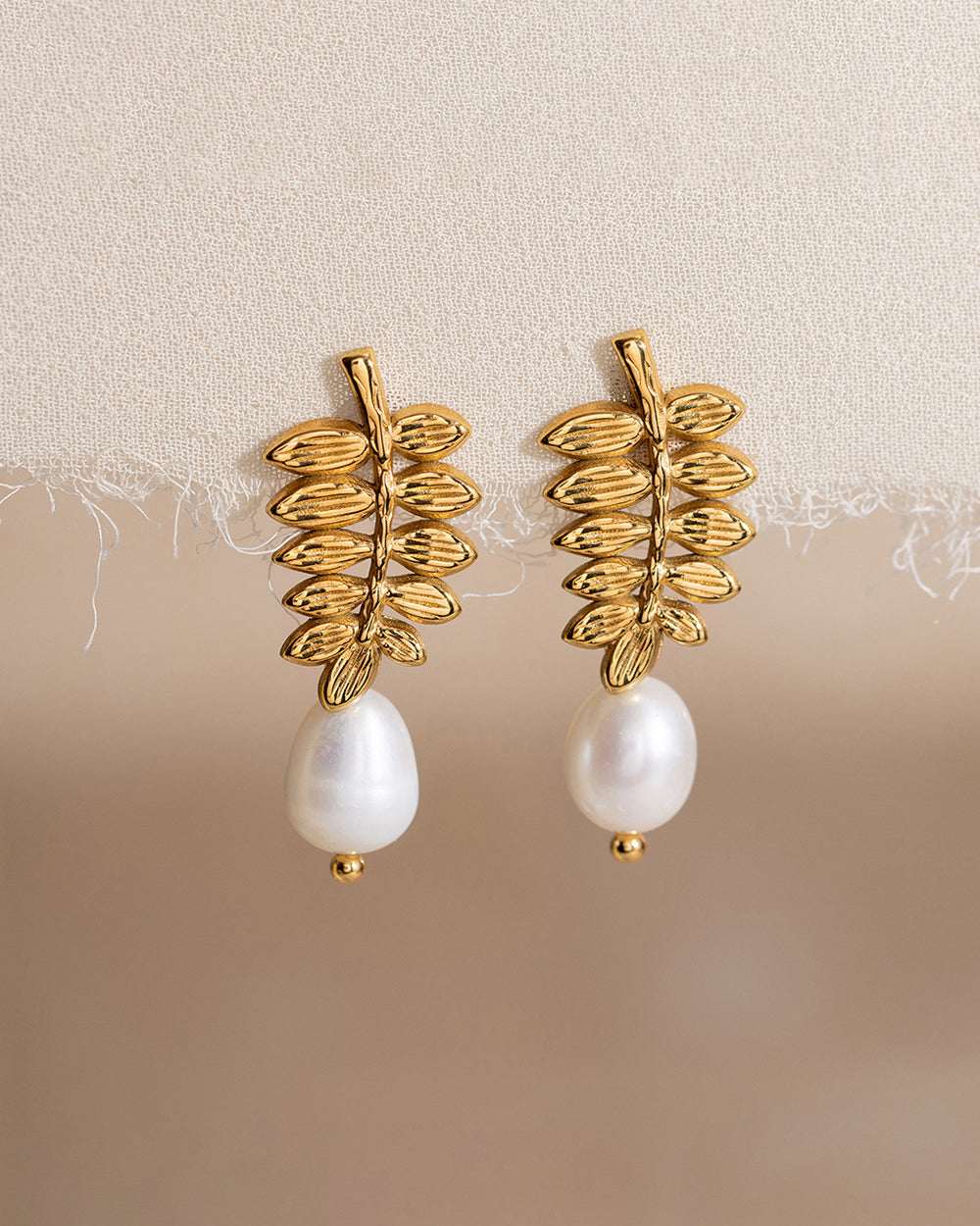 Wheat Ear Pearl Drop Earrings