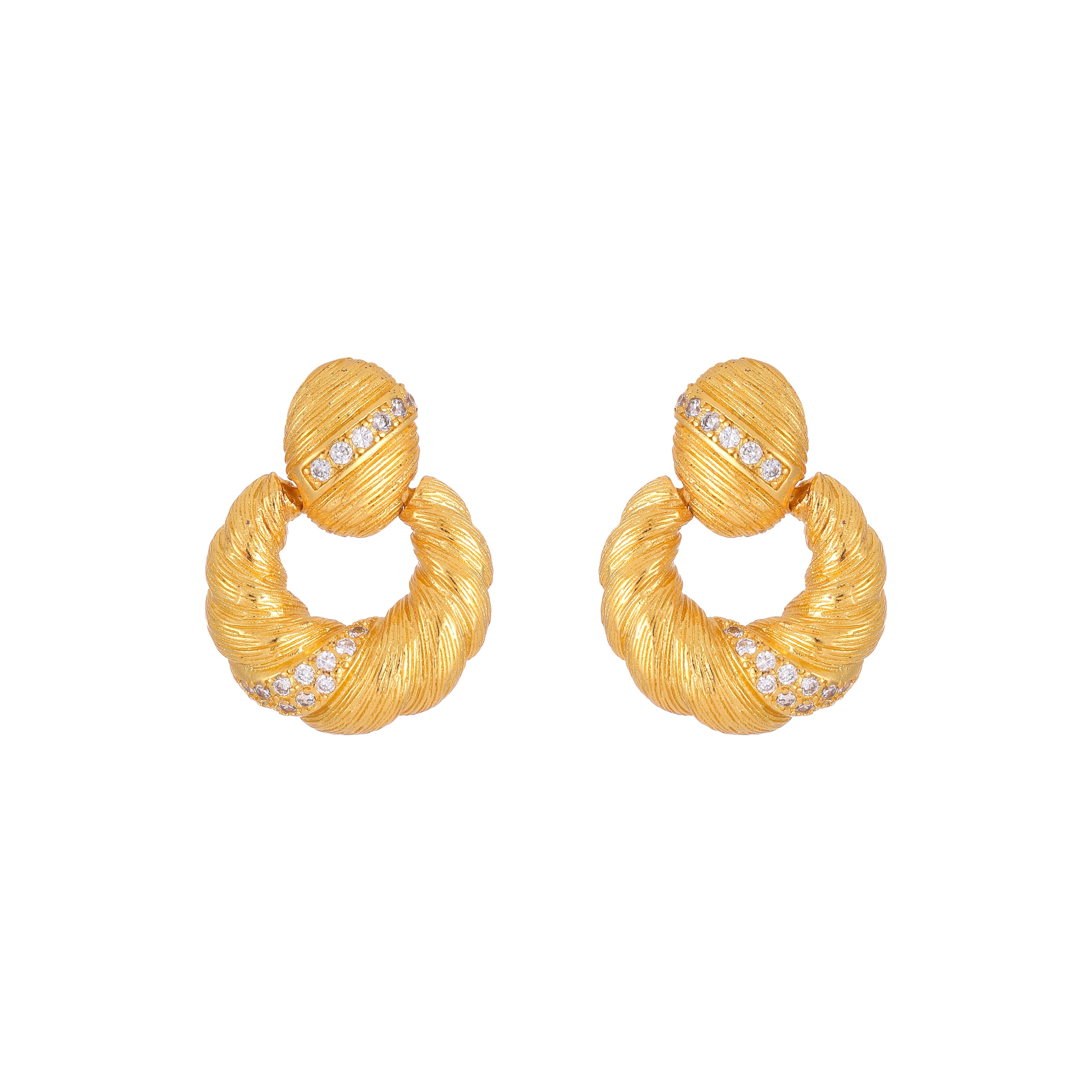 YUHE French Vintage Lucky Scroll Stud Earrings with Gemstone