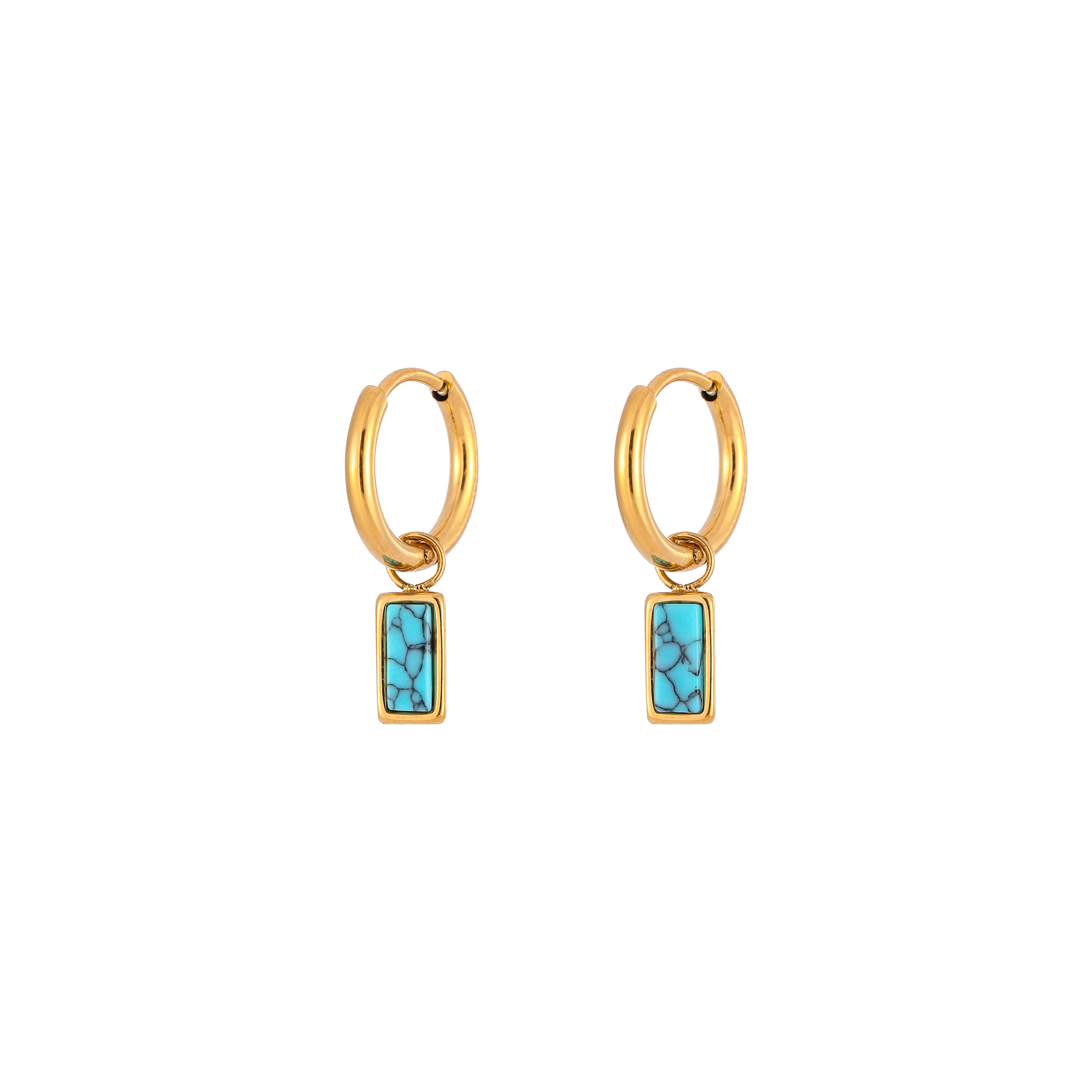 YUHE Geometric Minimalist Turquoise Stud Earrings