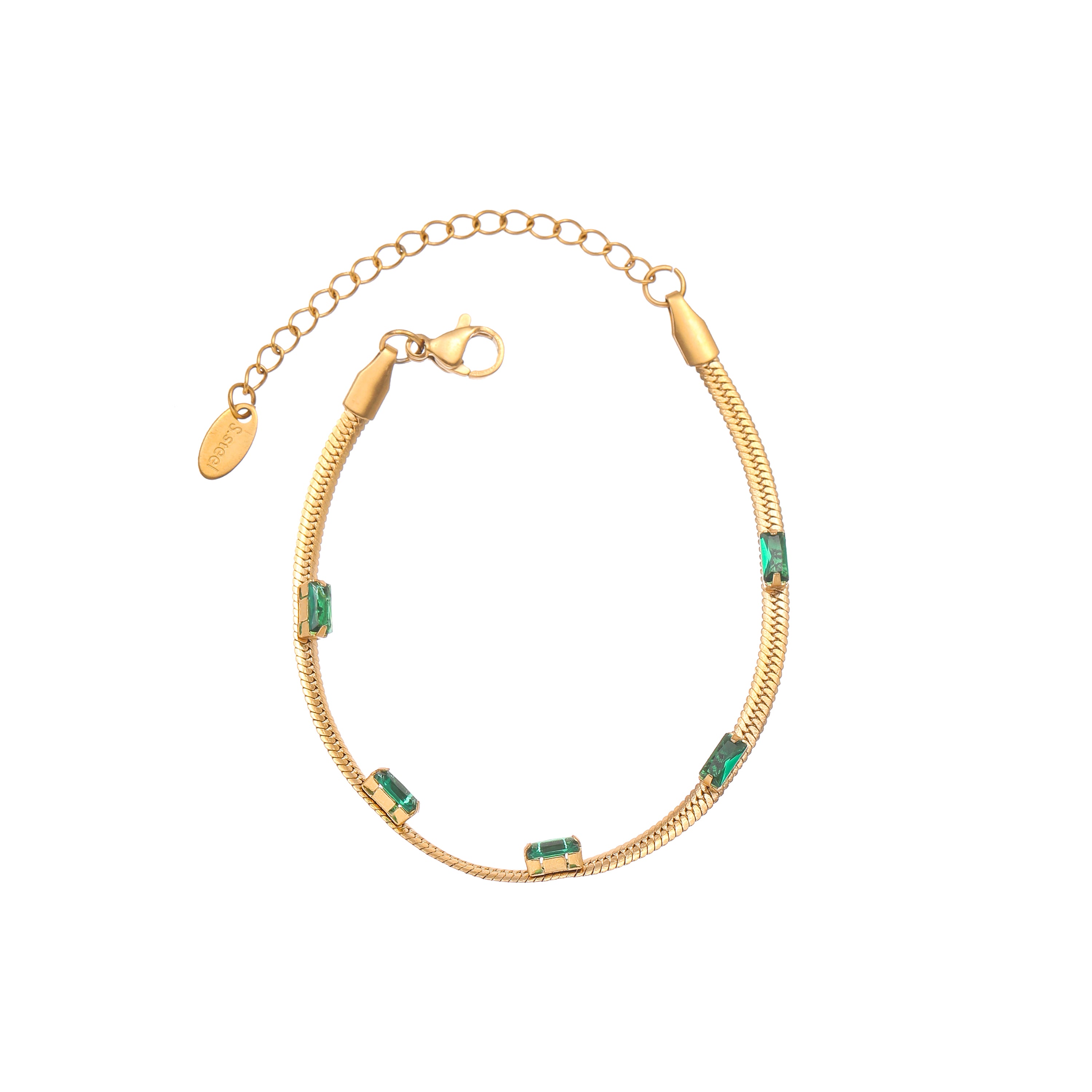 YUHE Minimalist Snake Chain Zircon Bracelet | Vintage Silver