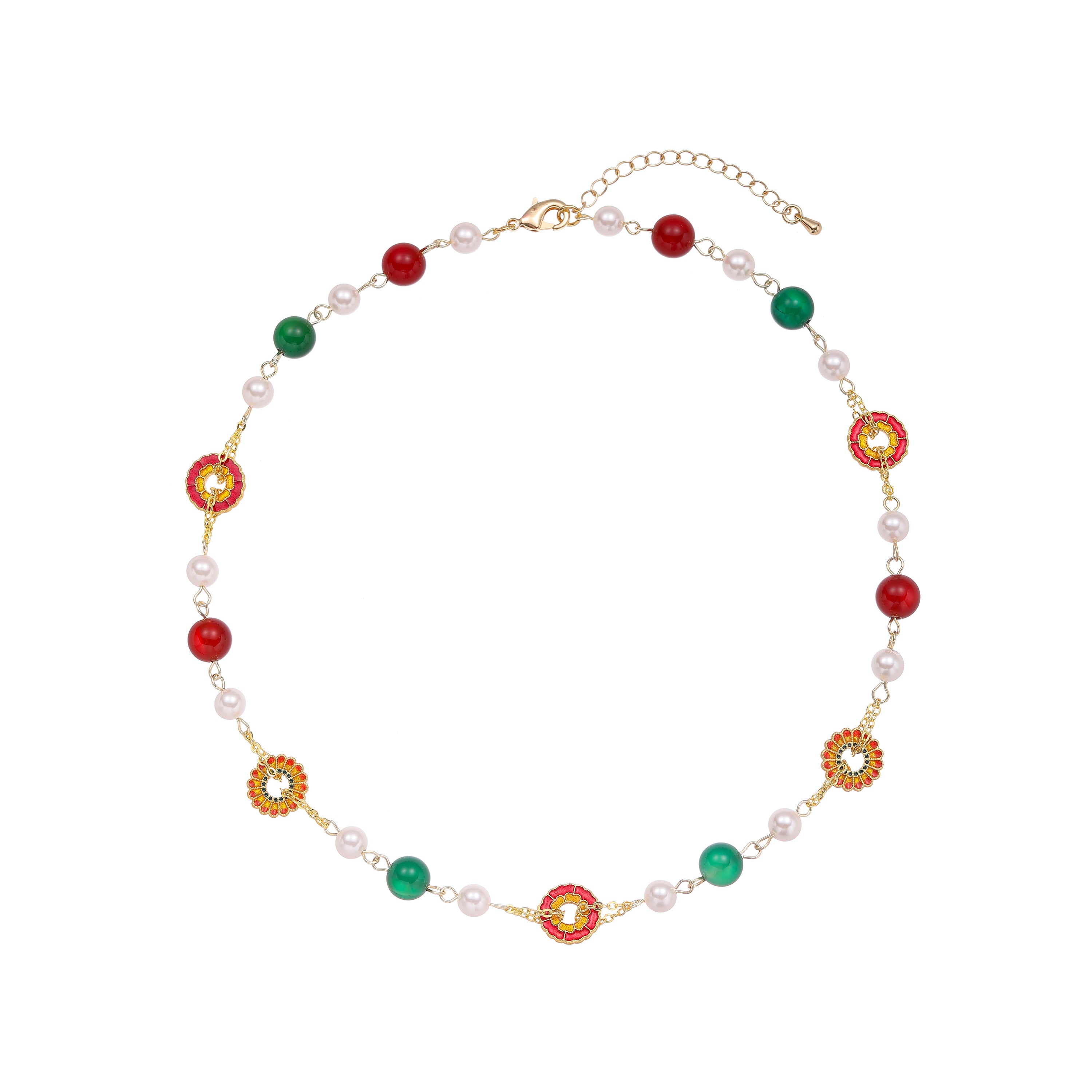 Vintage Multi-Gemstone Floral Necklace
