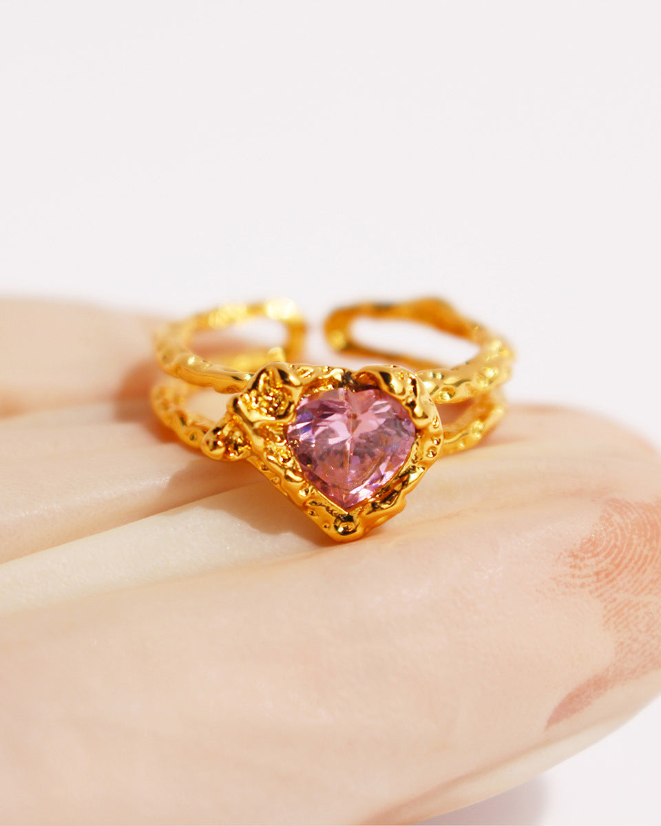 Pink Zircon Open Ring