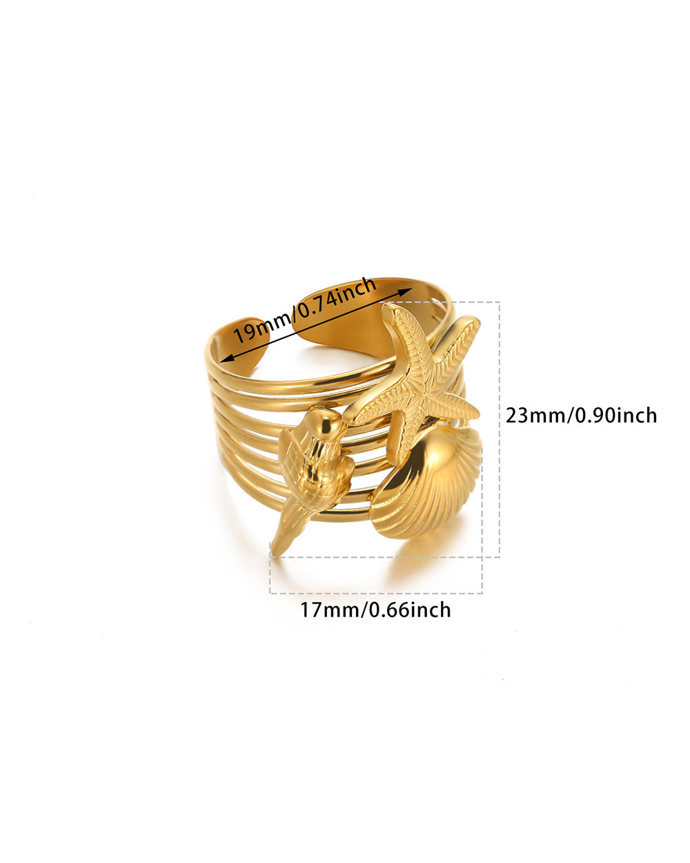 Seashell & Starfish Statement Ring