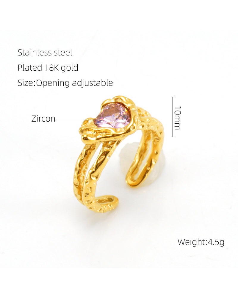 Pink Zircon Open Ring