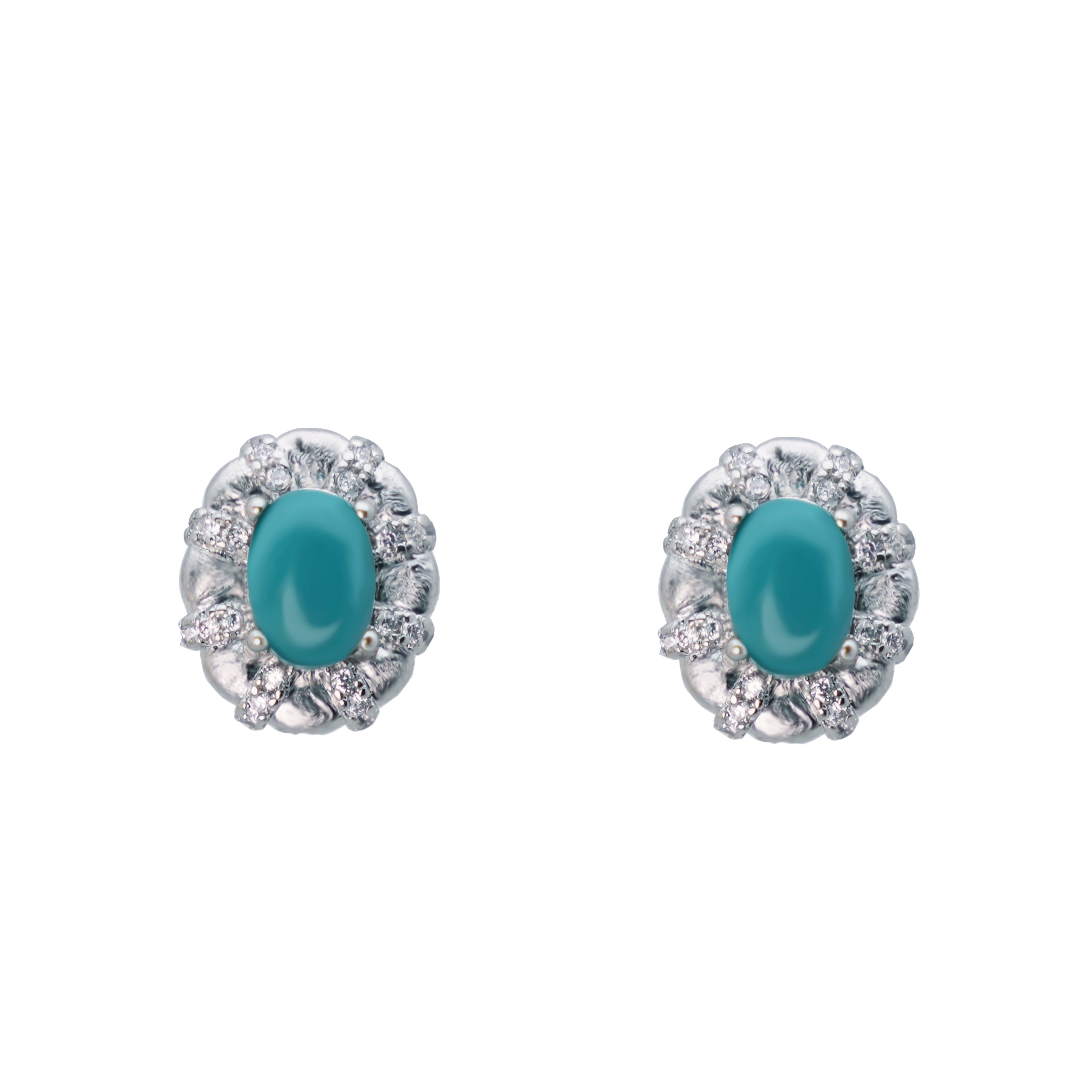 Brushed Craft Inlaid Turquoise Earrings Luxury Retro Palace Style Earrings