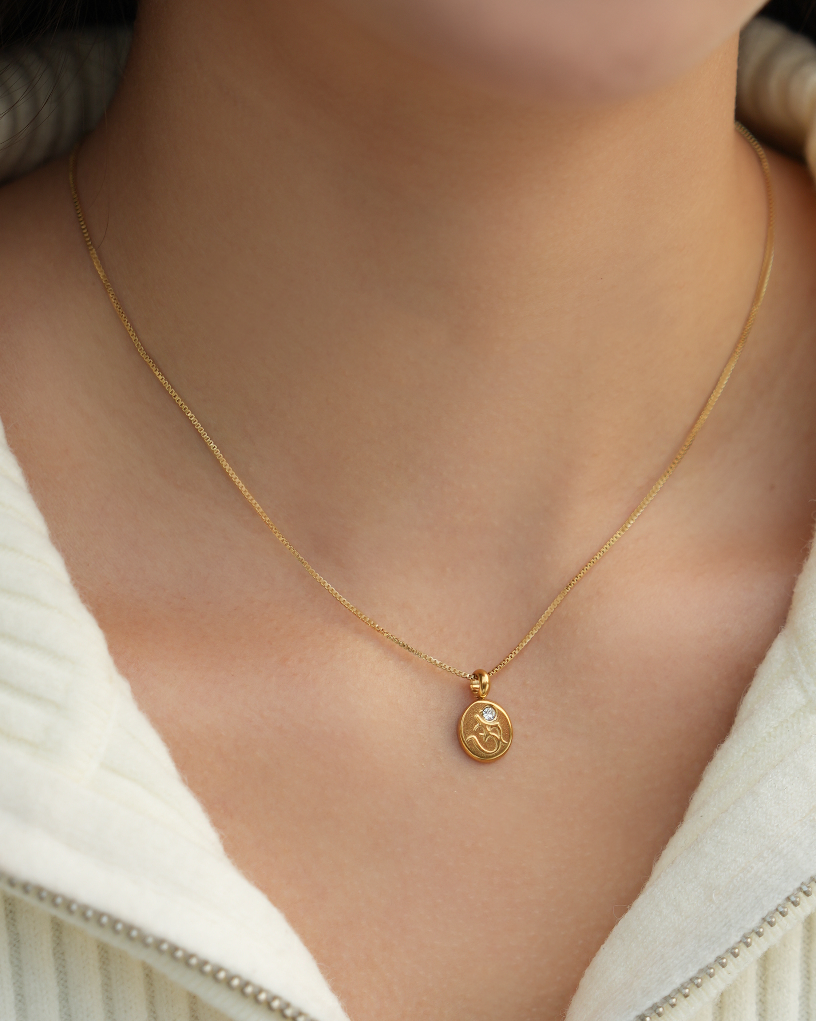 "Om" Sacred Symbol & Zircon Amulet