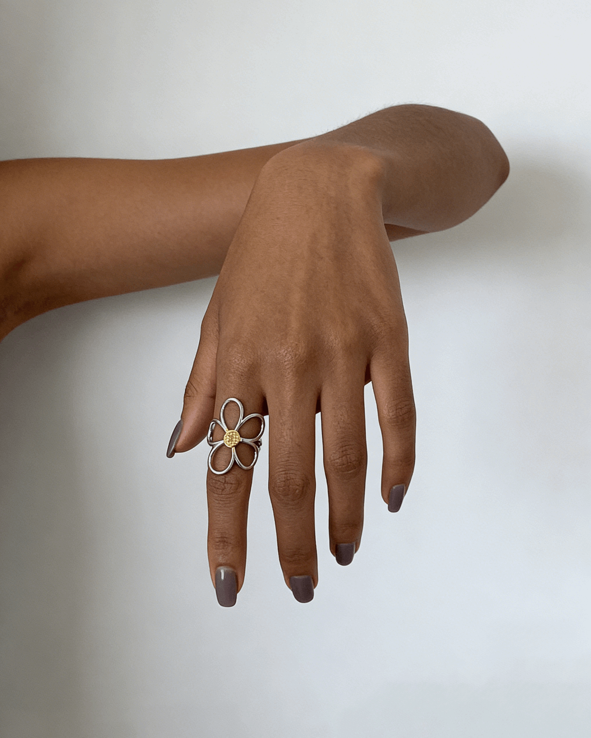 Wild Daisy flower Open Ring