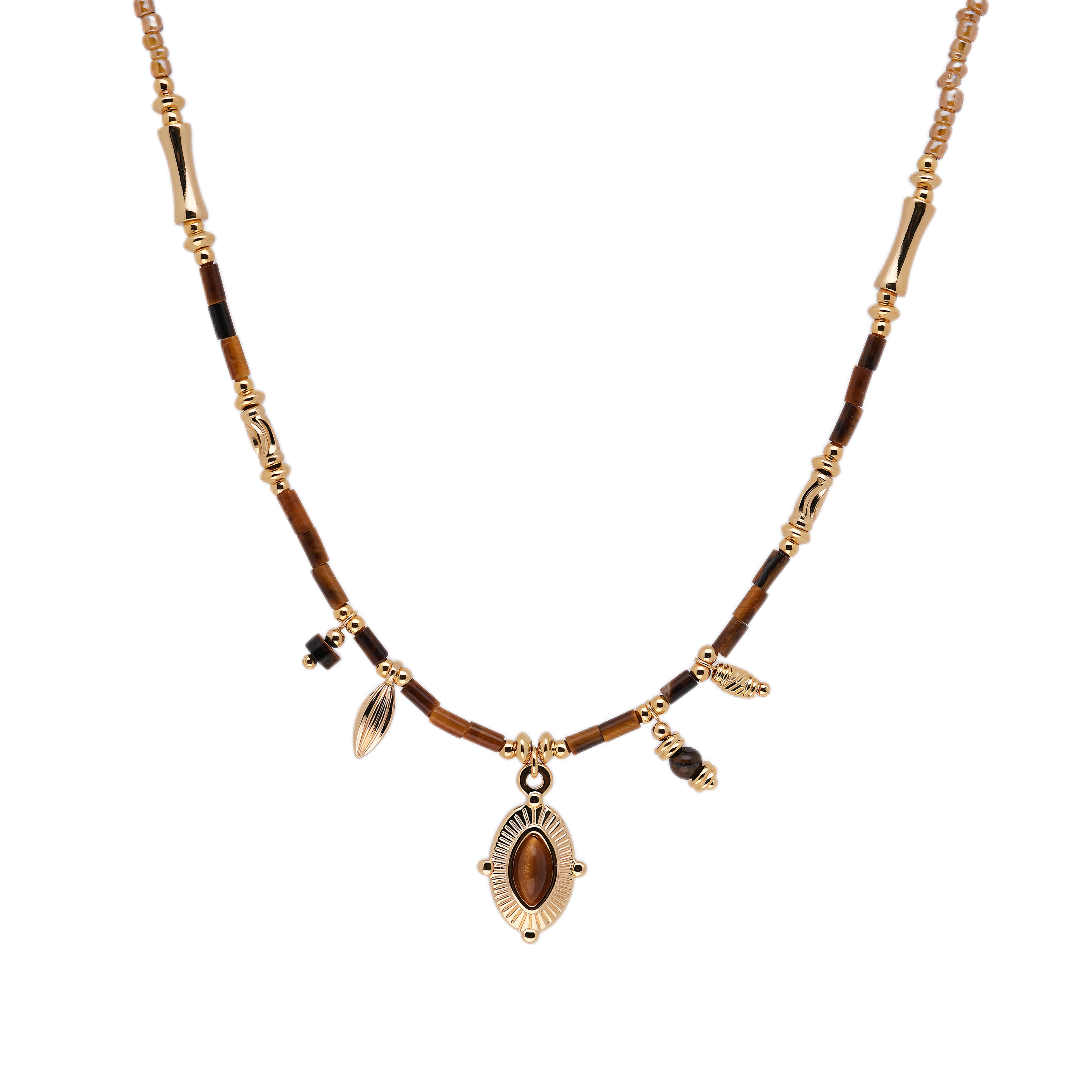 Maillard Vintage Agate Beaded Necklace Hot Girl Premium Tiger Eye Stone Necklace