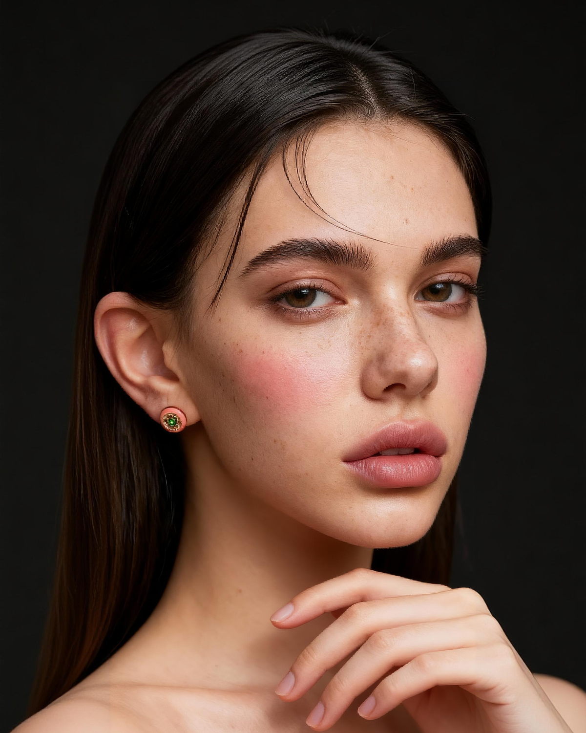 Blush Petal Enamel Stud Earrings