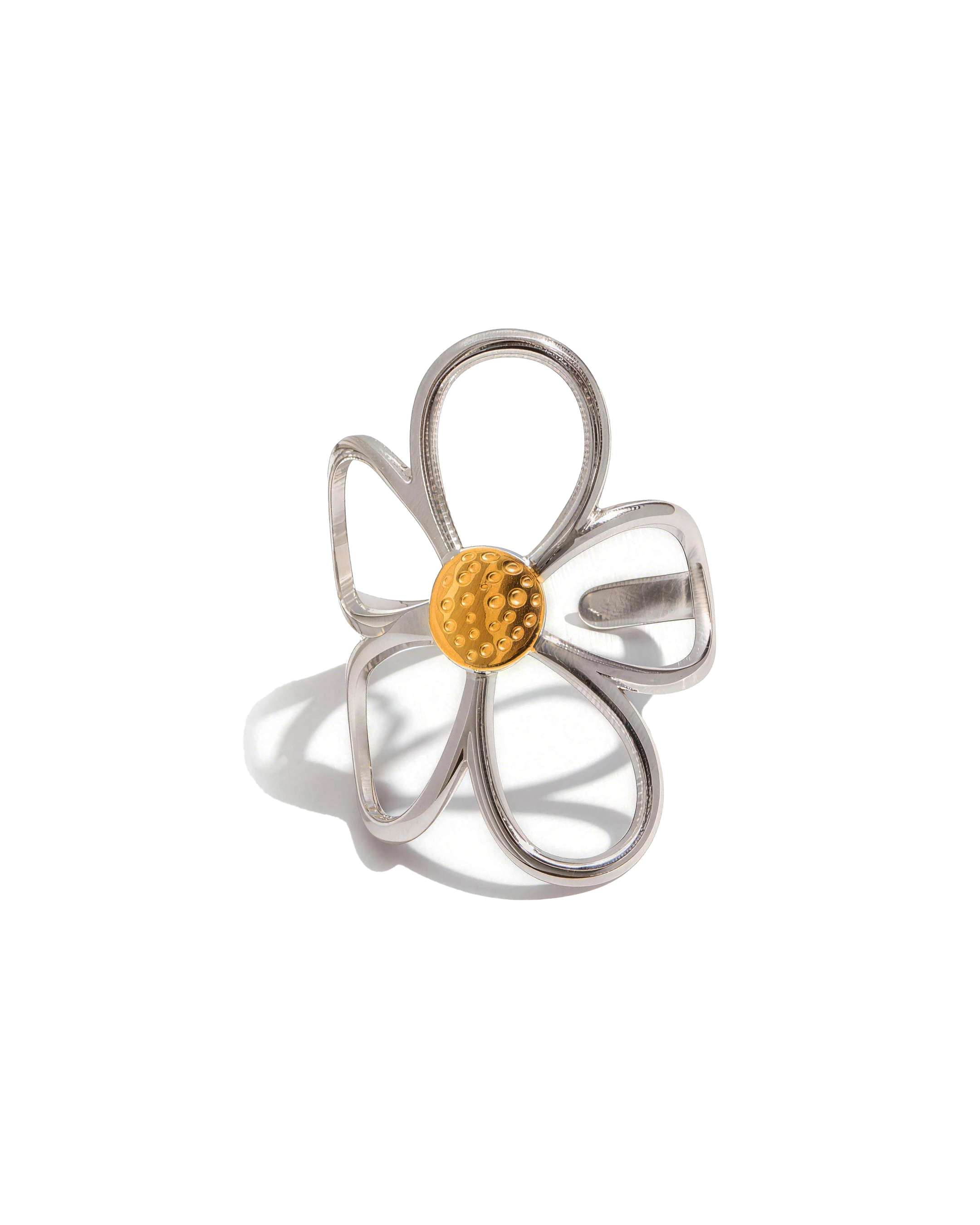 two tone flower ring waterproof stainless steel