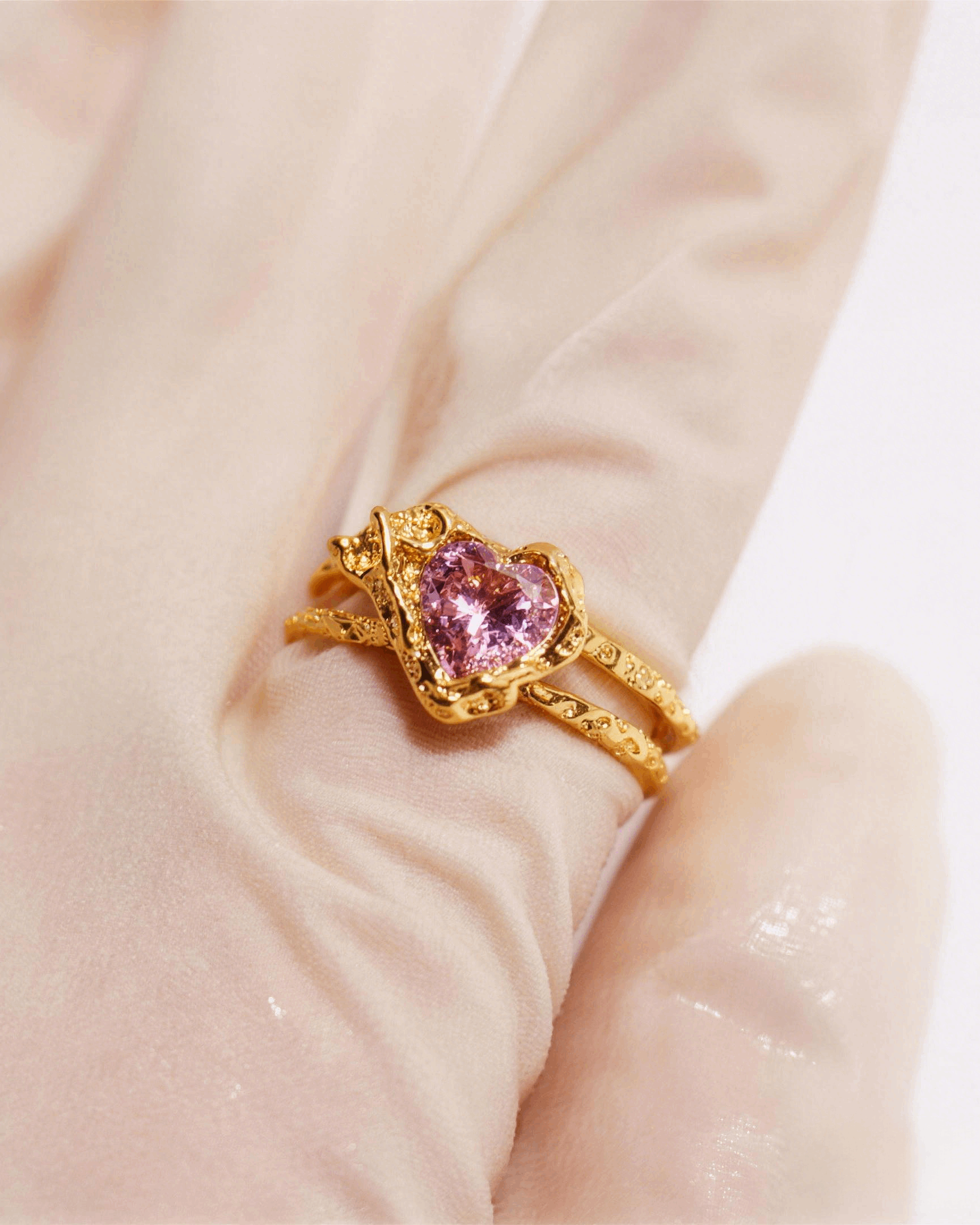 Pink Zircon Open Ring