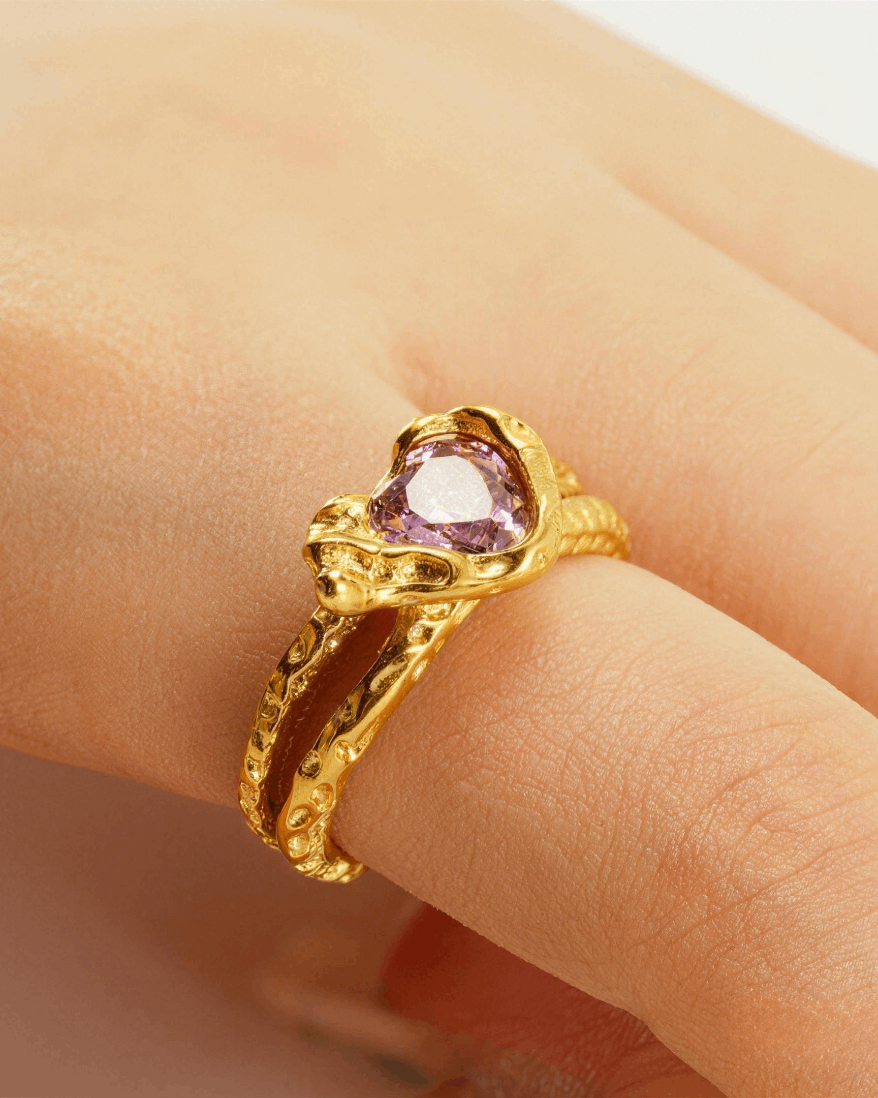Pink Zircon Open Ring