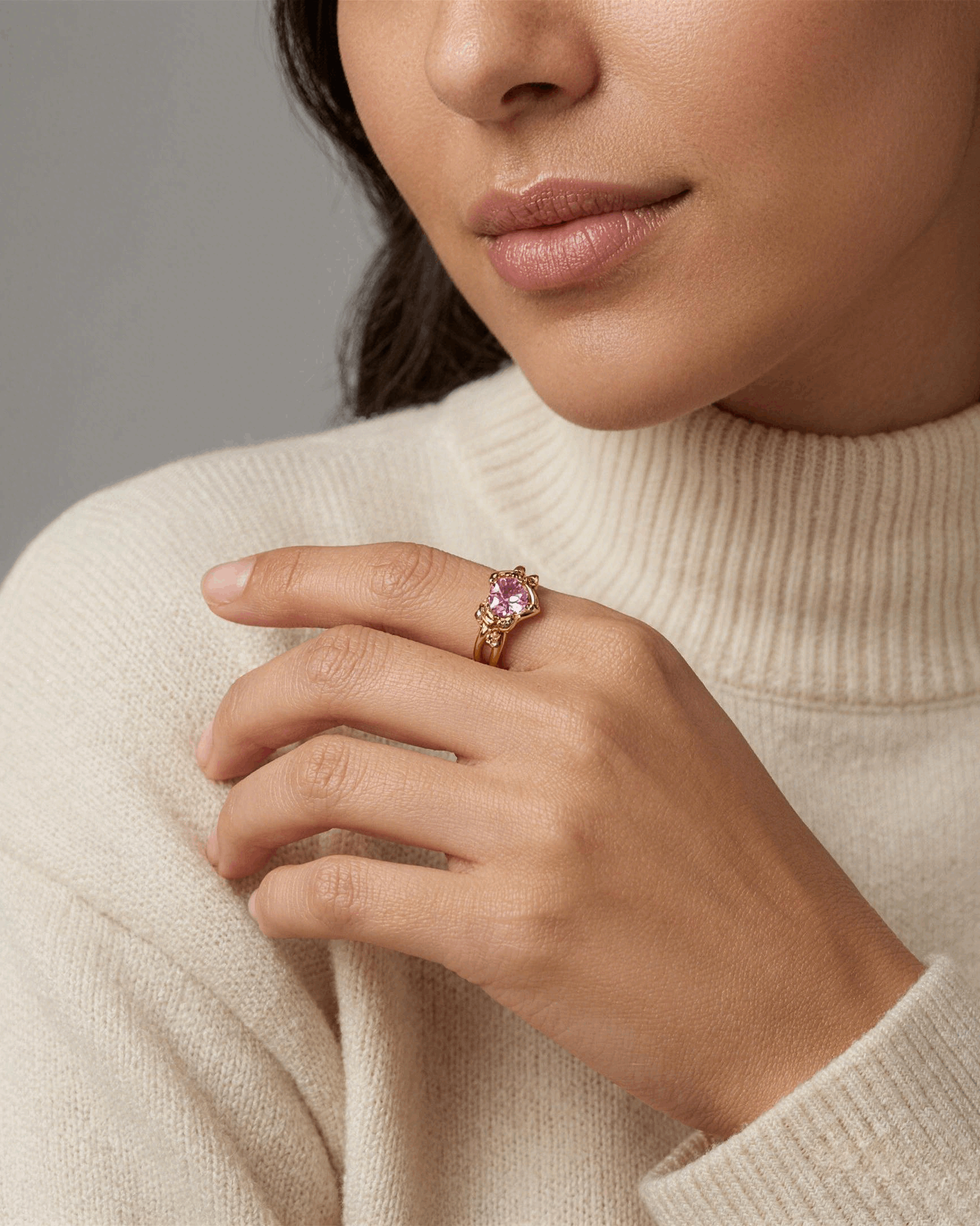 Pink Zircon Open Ring