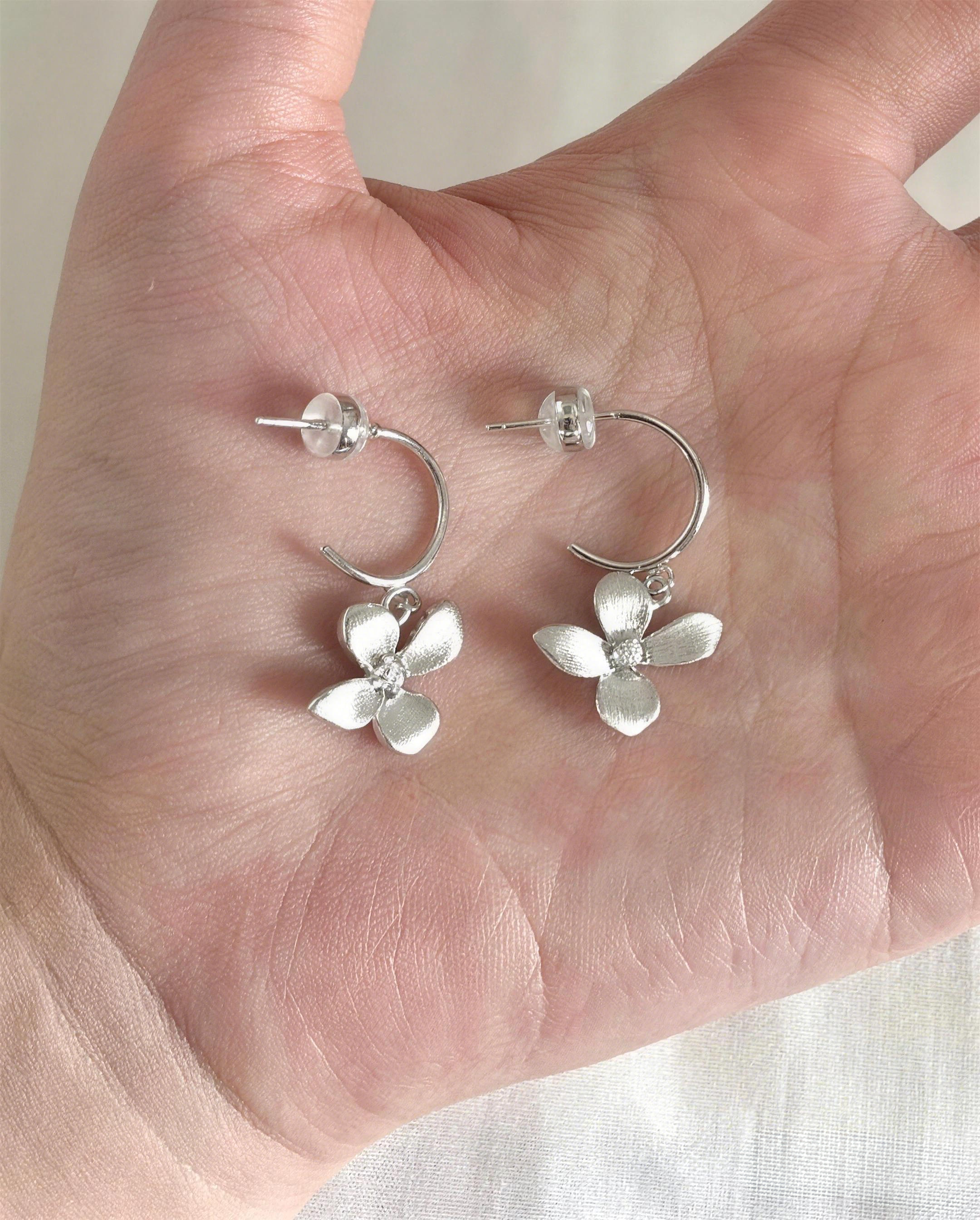Brushed Flower Drop Earrings