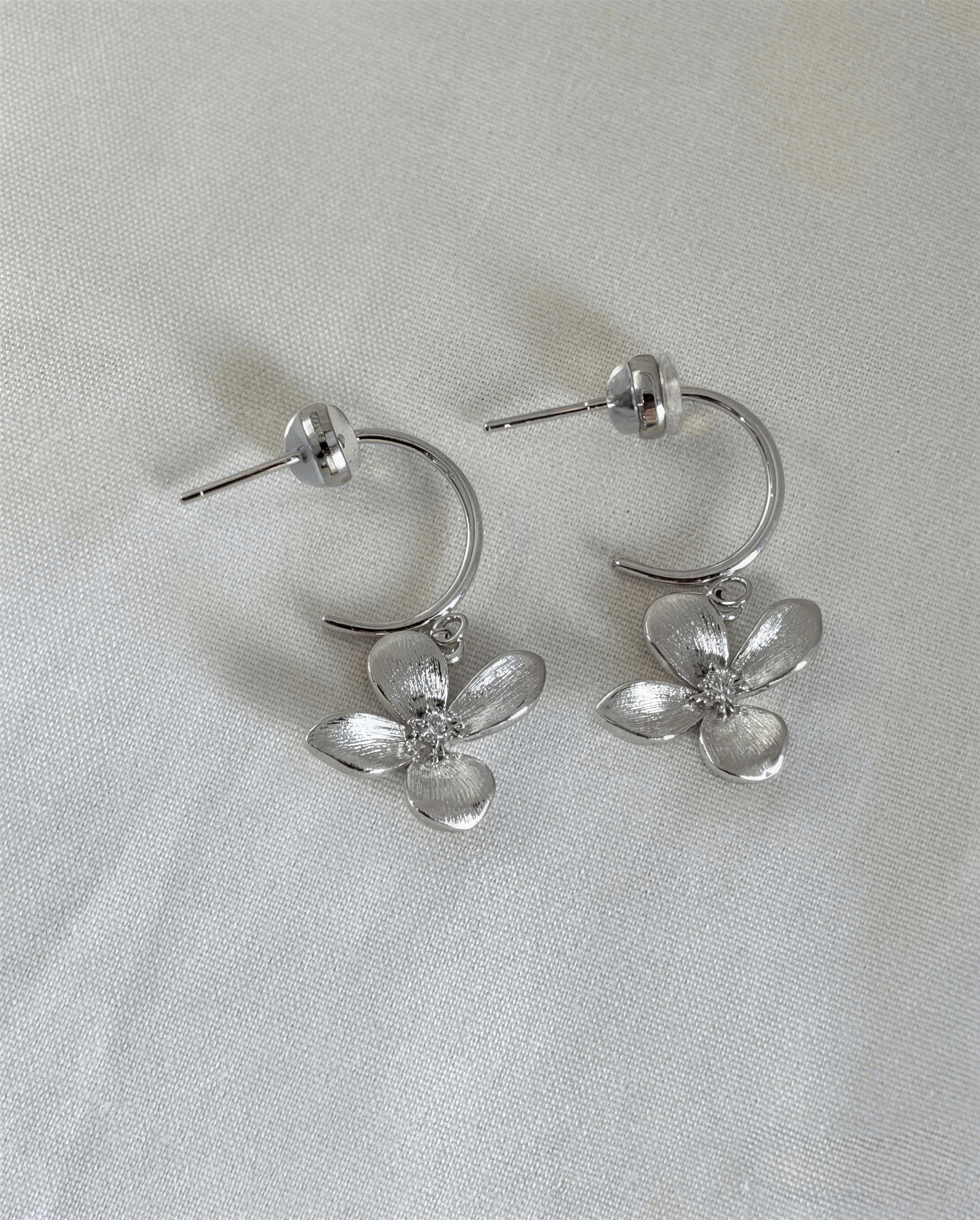 Brushed Flower Drop Earrings
