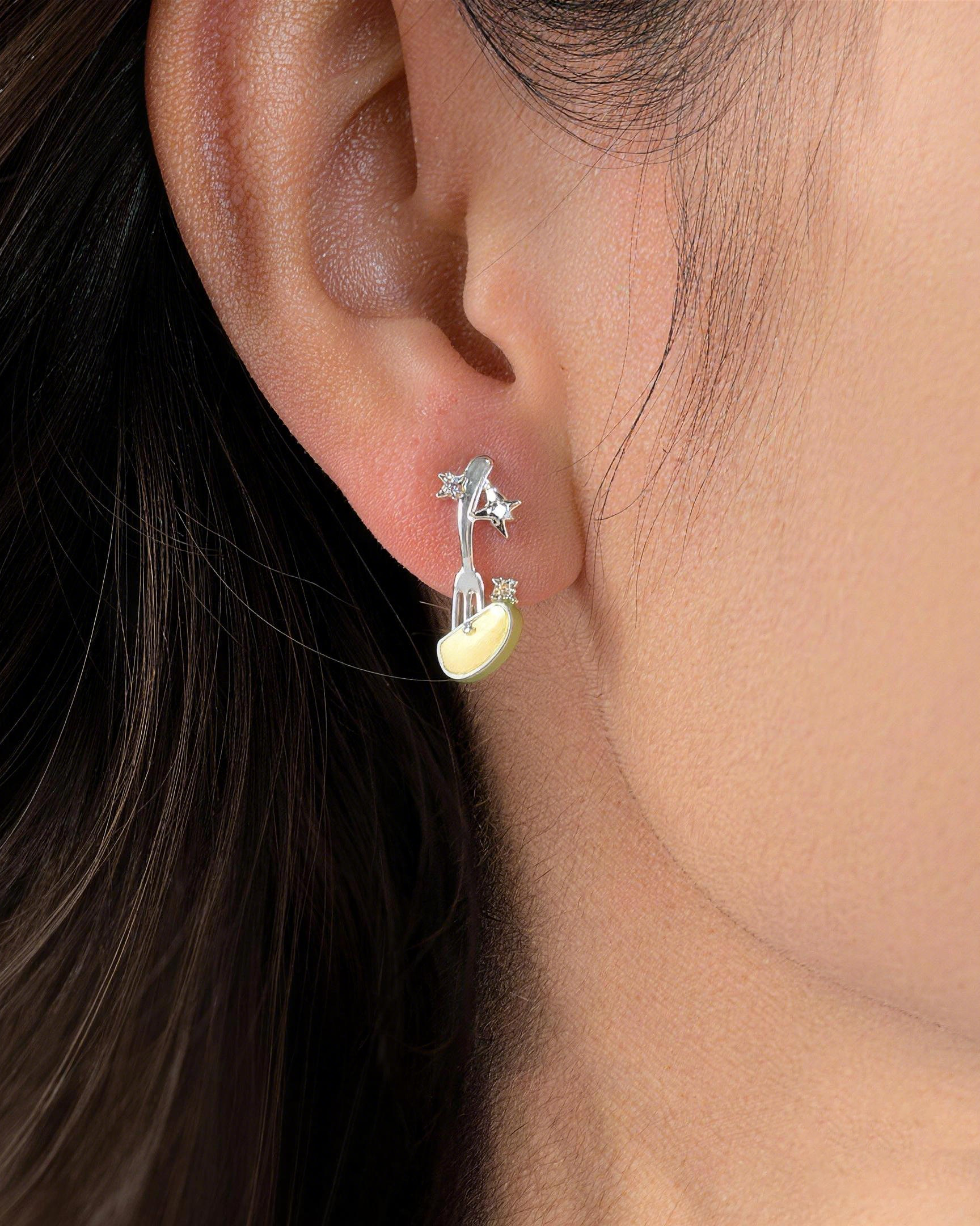 Harvest Picnic Fork & Apple Stud Earrings