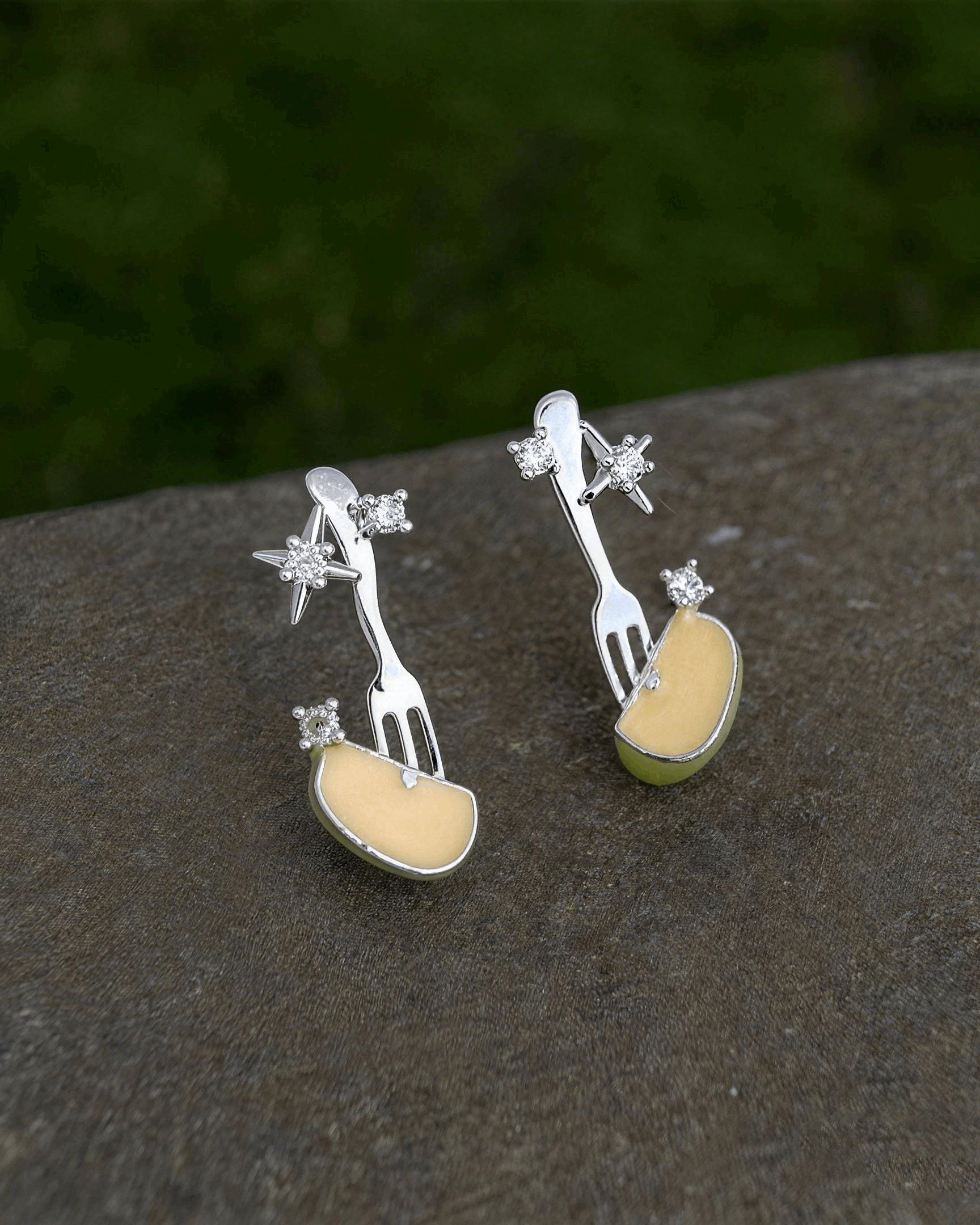 Harvest Picnic Fork & Apple Stud Earrings