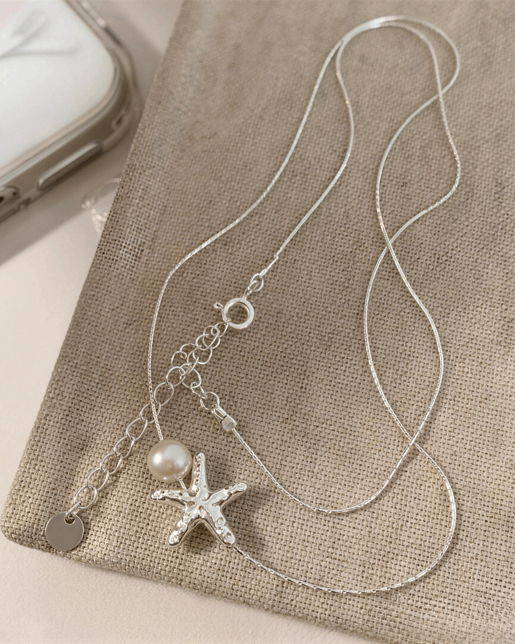 Silver Starfish & Pearl Necklace