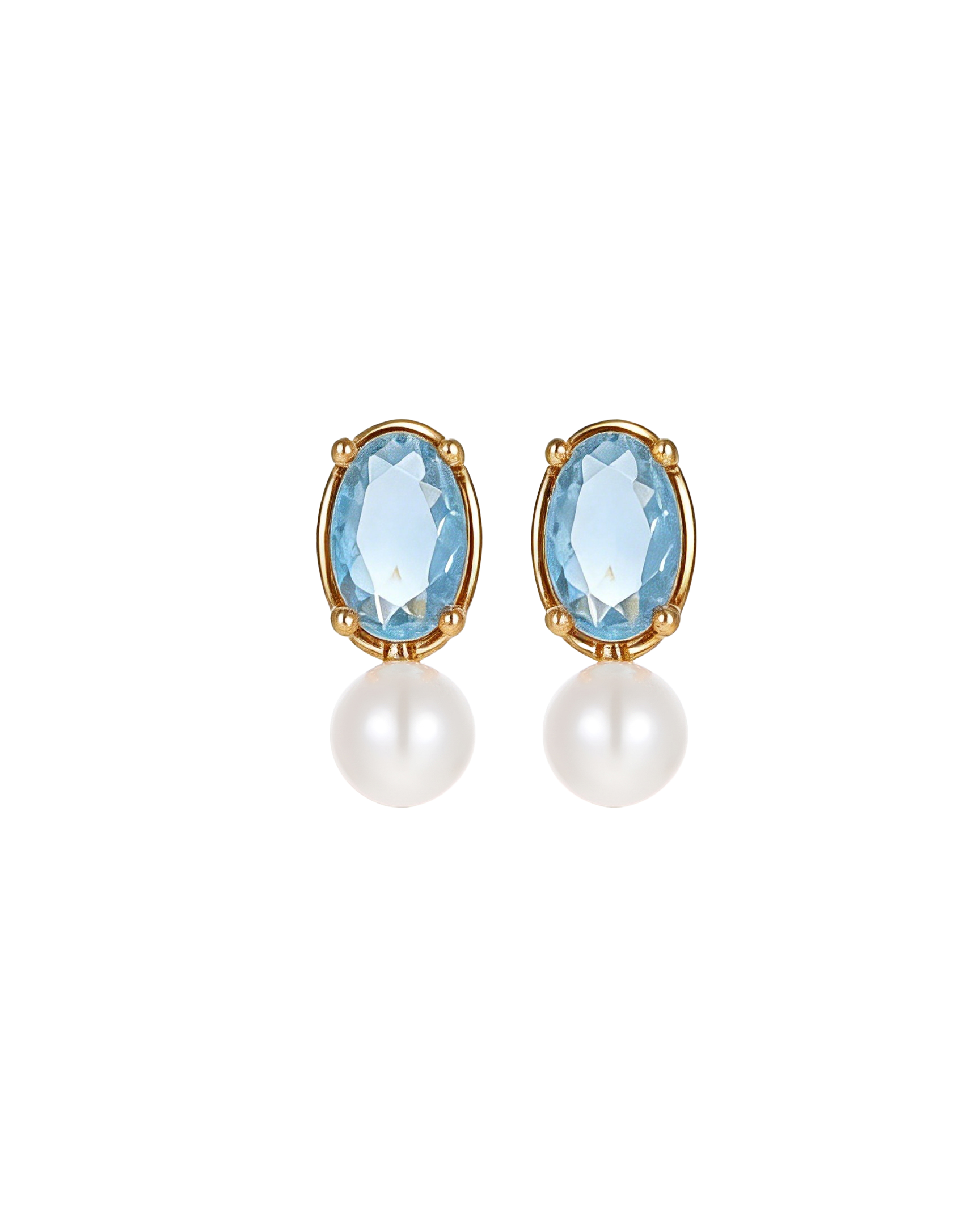 Oval Light Blue Pearl Stud Earrings