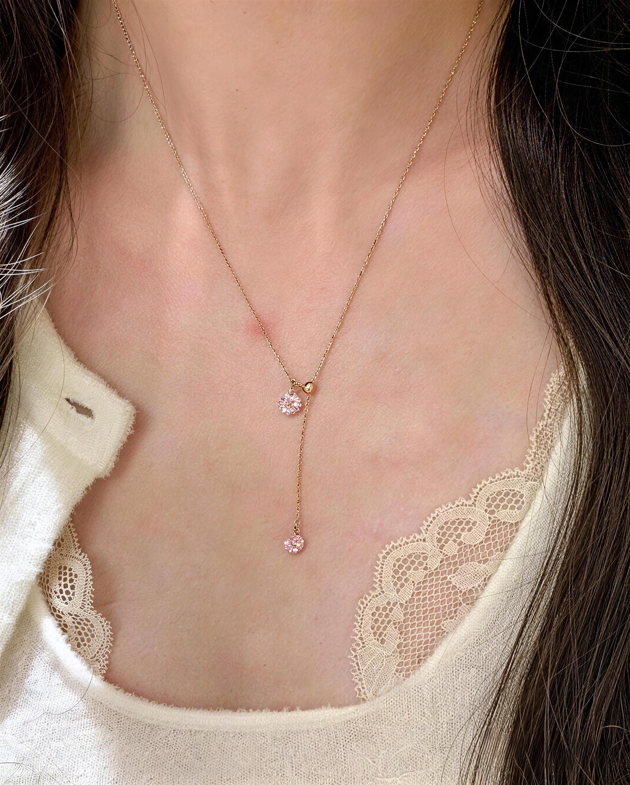 Pink Heart Y-Necklace