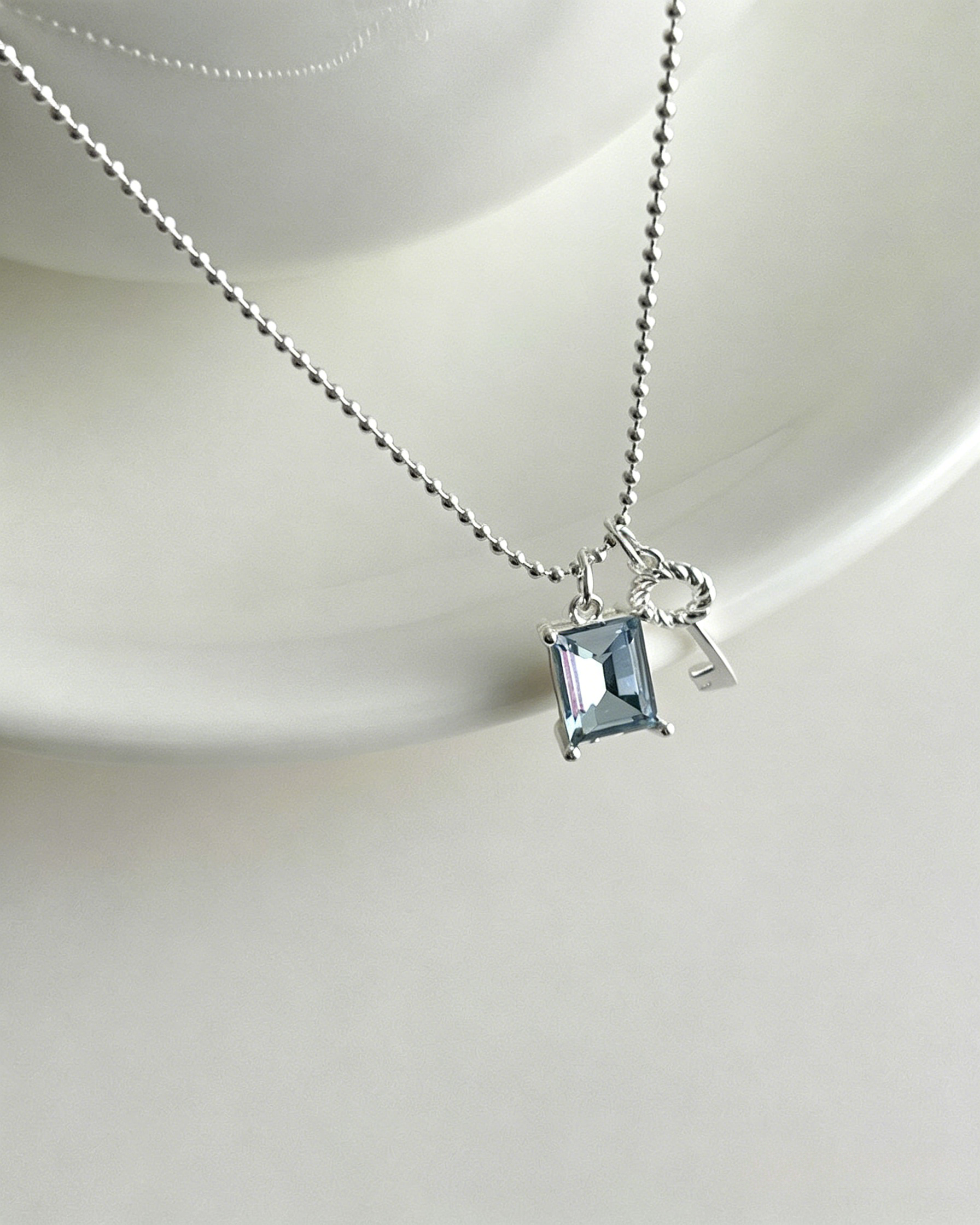 Ice Blue Key Pendant Necklace