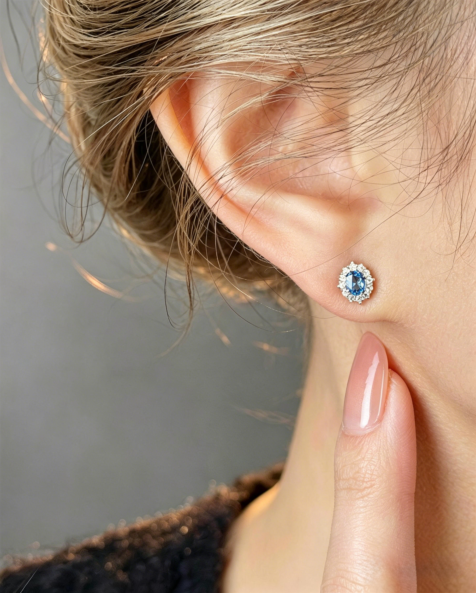 Aquamarine Blue Stud Earrings