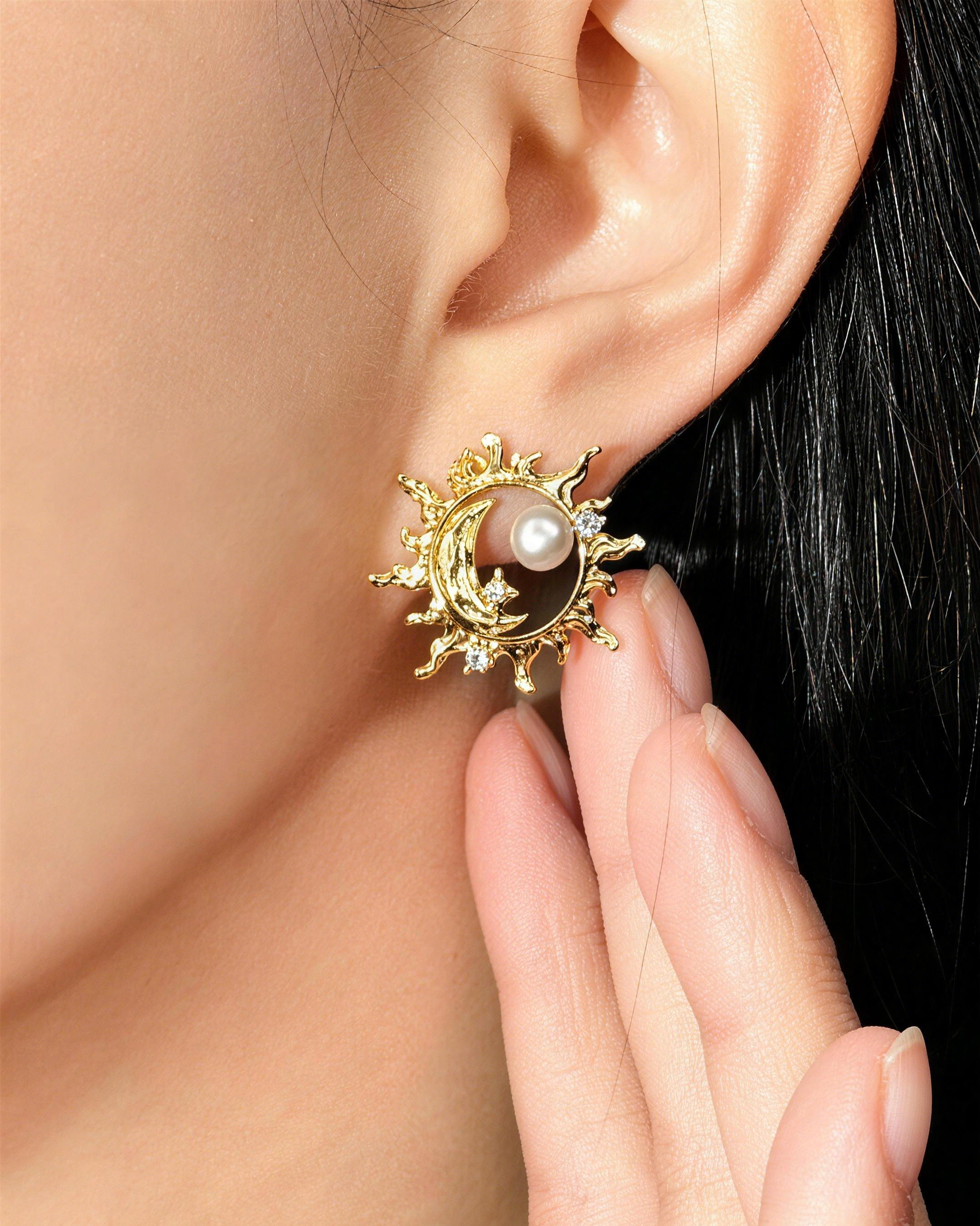 Sun & Moon Stud Earrings