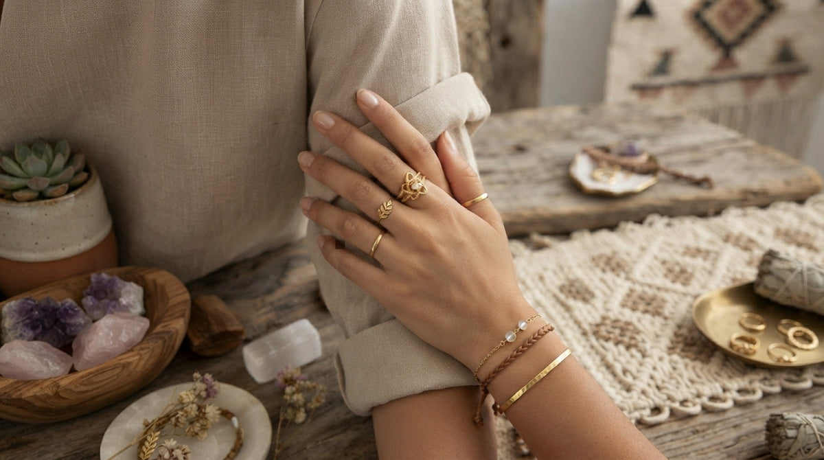 Woman wearing jewelry that reflects her personal style