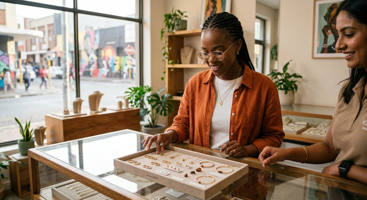 Woman choosing jewellery for everyday wear in South Africa